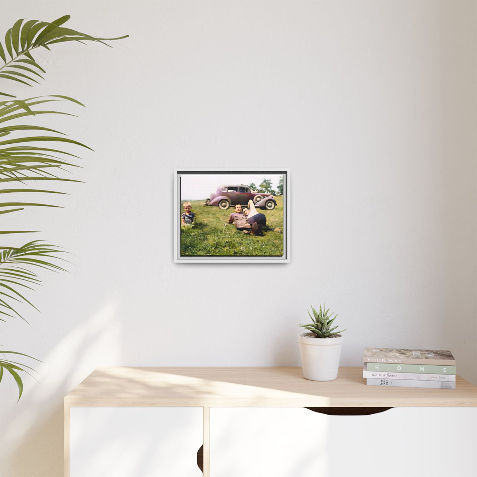 A vintage LGBTQ+ Fathers' Day portrait from Toms River, NJ. This framed matte canvas captures a tender moment of love, resilience, and family, making it a meaningful keepsake for collectors, history lovers, and those celebrating chosen family. Two Dads Vintage Photo