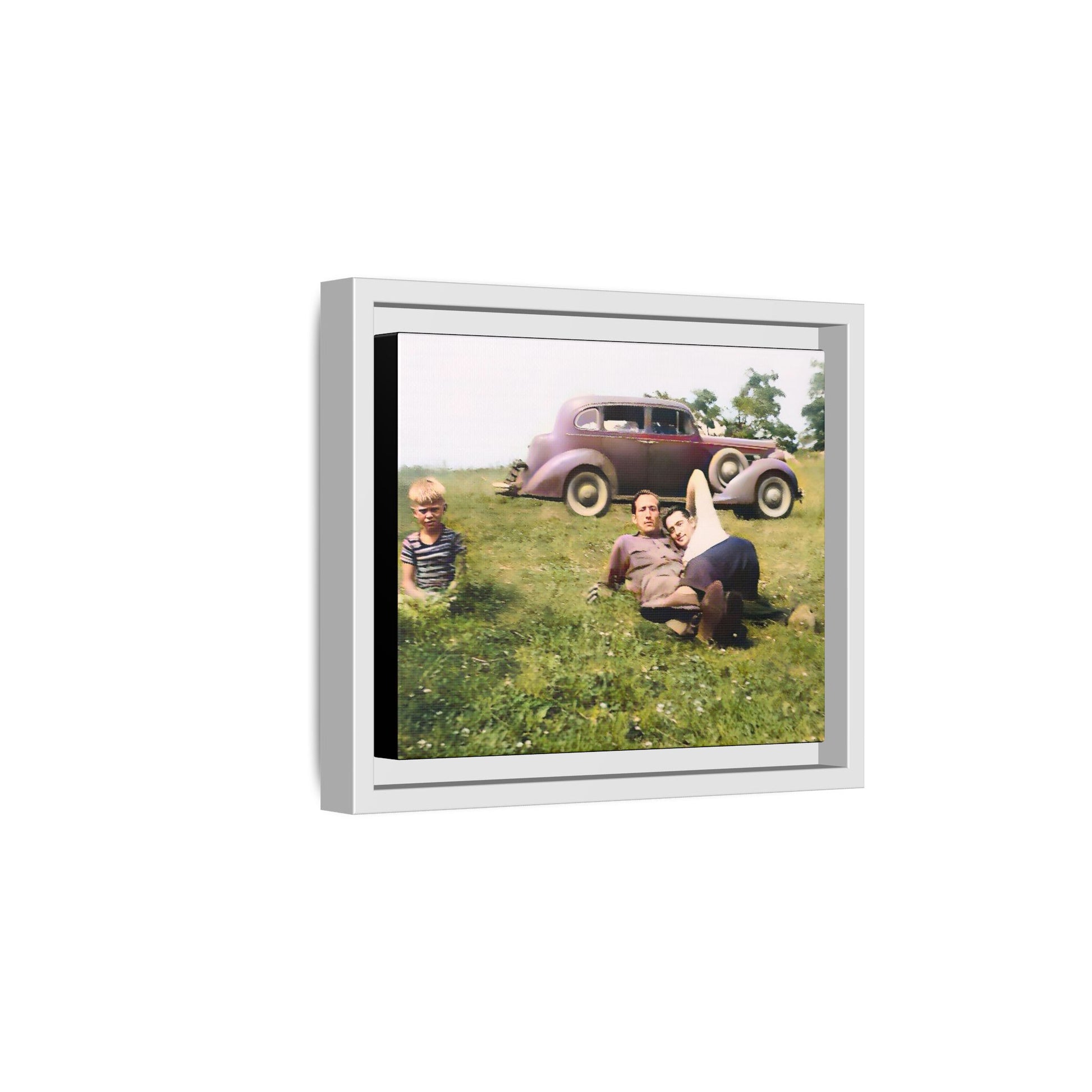 A vintage LGBTQ+ Fathers' Day portrait from Toms River, NJ. This framed matte canvas captures a tender moment of love, resilience, and family, making it a meaningful keepsake for collectors, history lovers, and those celebrating chosen family. Two Dads Vintage Photo