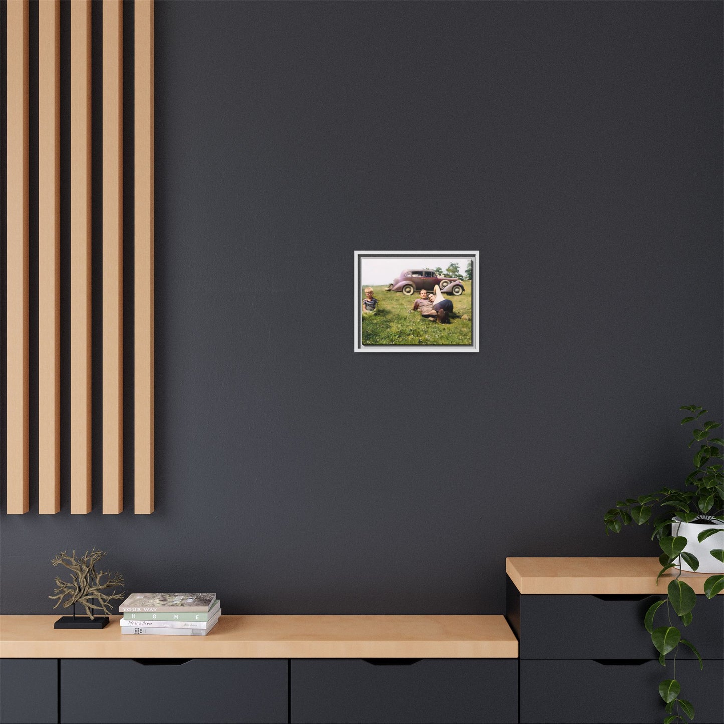 A vintage LGBTQ+ Fathers' Day portrait from Toms River, NJ. This framed matte canvas captures a tender moment of love, resilience, and family, making it a meaningful keepsake for collectors, history lovers, and those celebrating chosen family. Two Dads Vintage Photo