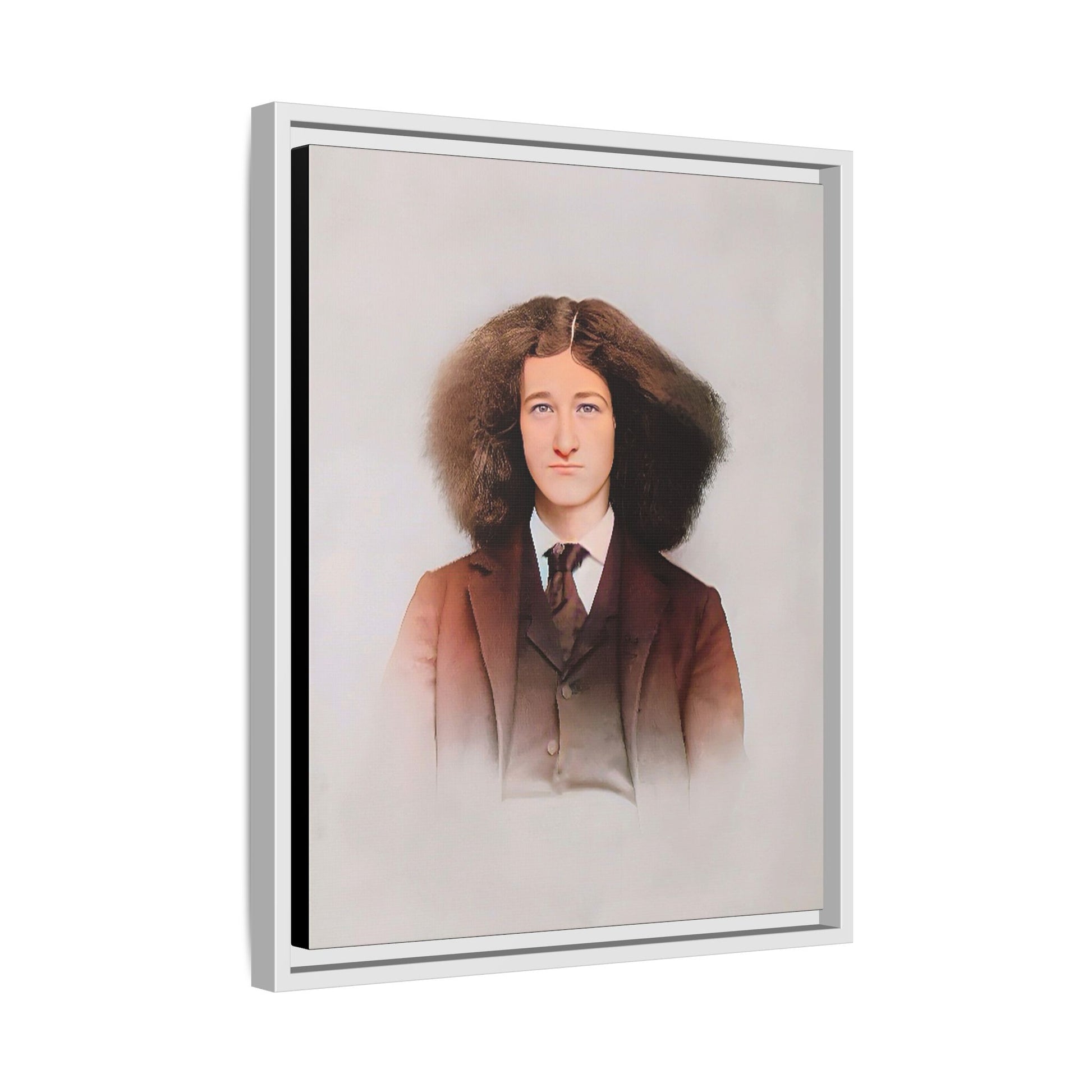A framed vintage portrait on matte canvas featuring Theo in Eden Mills, Vermont, capturing confidence, identity, and timeless elegance. Trans Man LGBTQ