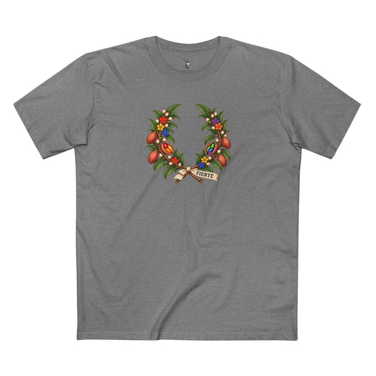 Celebrate pride and connection with Walt & Pete’s Guinean Kola Fierté T-shirt, featuring a botanical laurel crown inspired by Guinea and LGBTQ+ belonging.