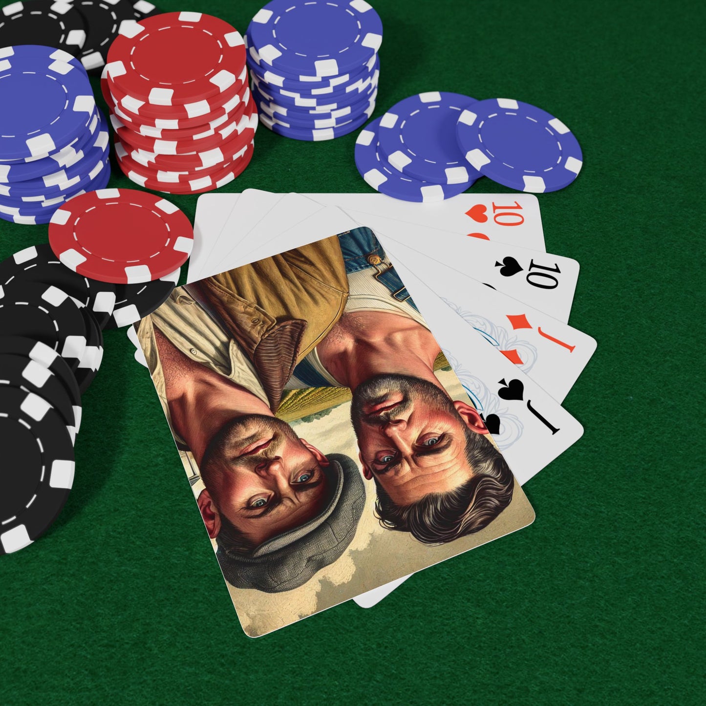 Missing Grant Series Poker Cards featuring two farmhands in a vintage Americana setting, reclaiming LGBTQ+ history.