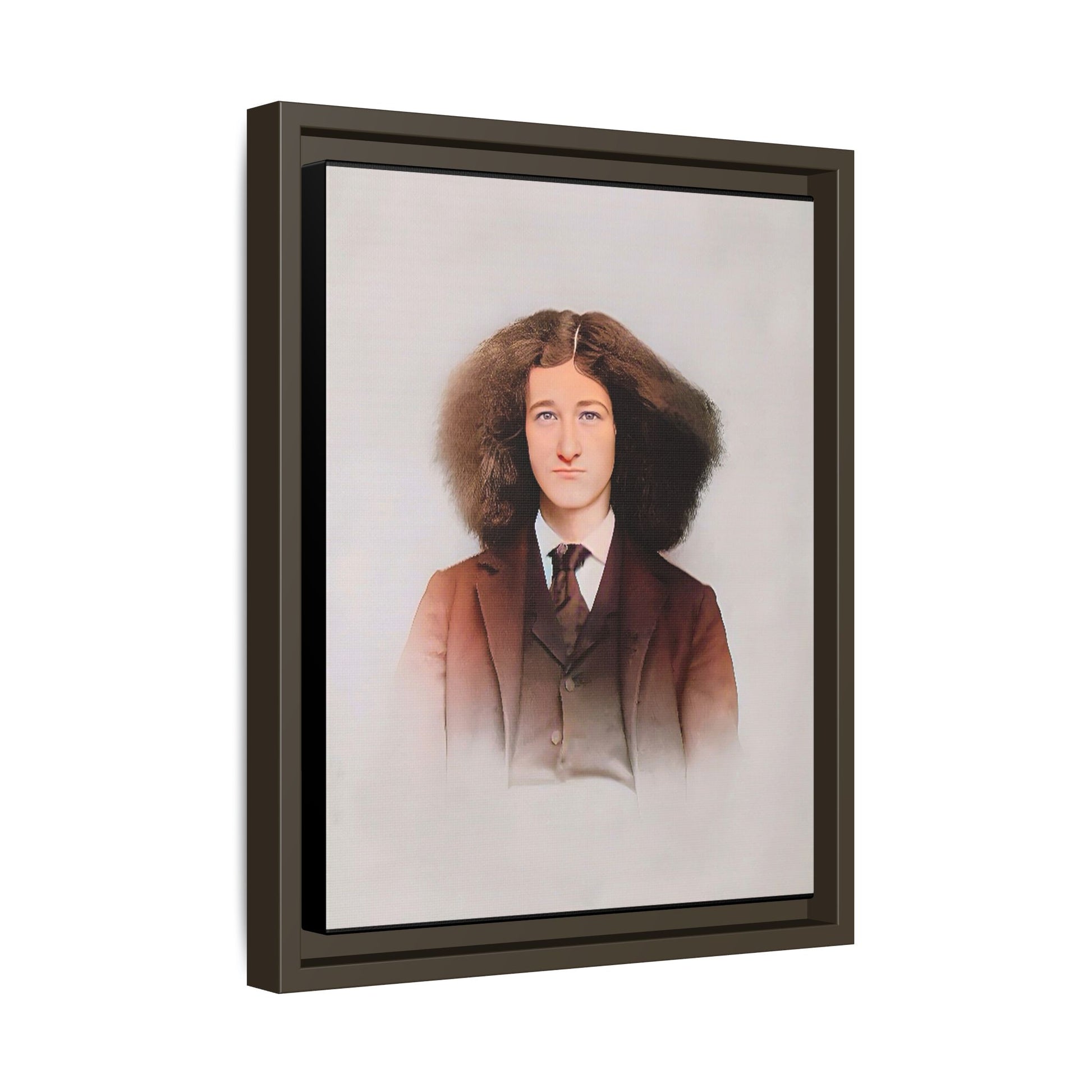 A framed vintage portrait on matte canvas featuring Theo in Eden Mills, Vermont, capturing confidence, identity, and timeless elegance. Trans Man LGBTQ