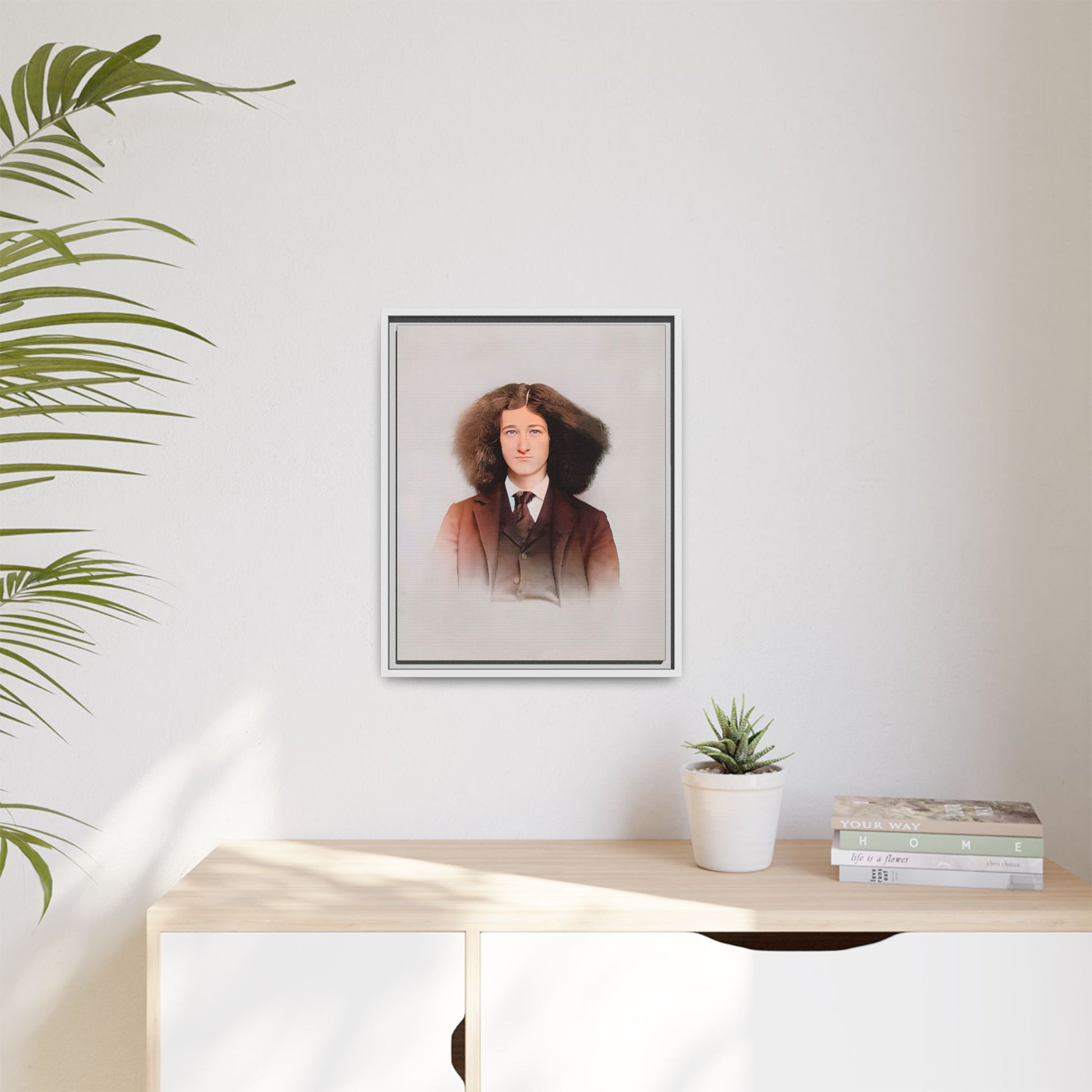 A framed vintage portrait on matte canvas featuring Theo in Eden Mills, Vermont, capturing confidence, identity, and timeless elegance. Trans Man LGBTQ