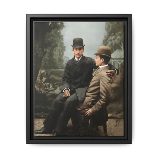 Late nineteenth century outdoor double portrait vintage photograph framed canvas wall art