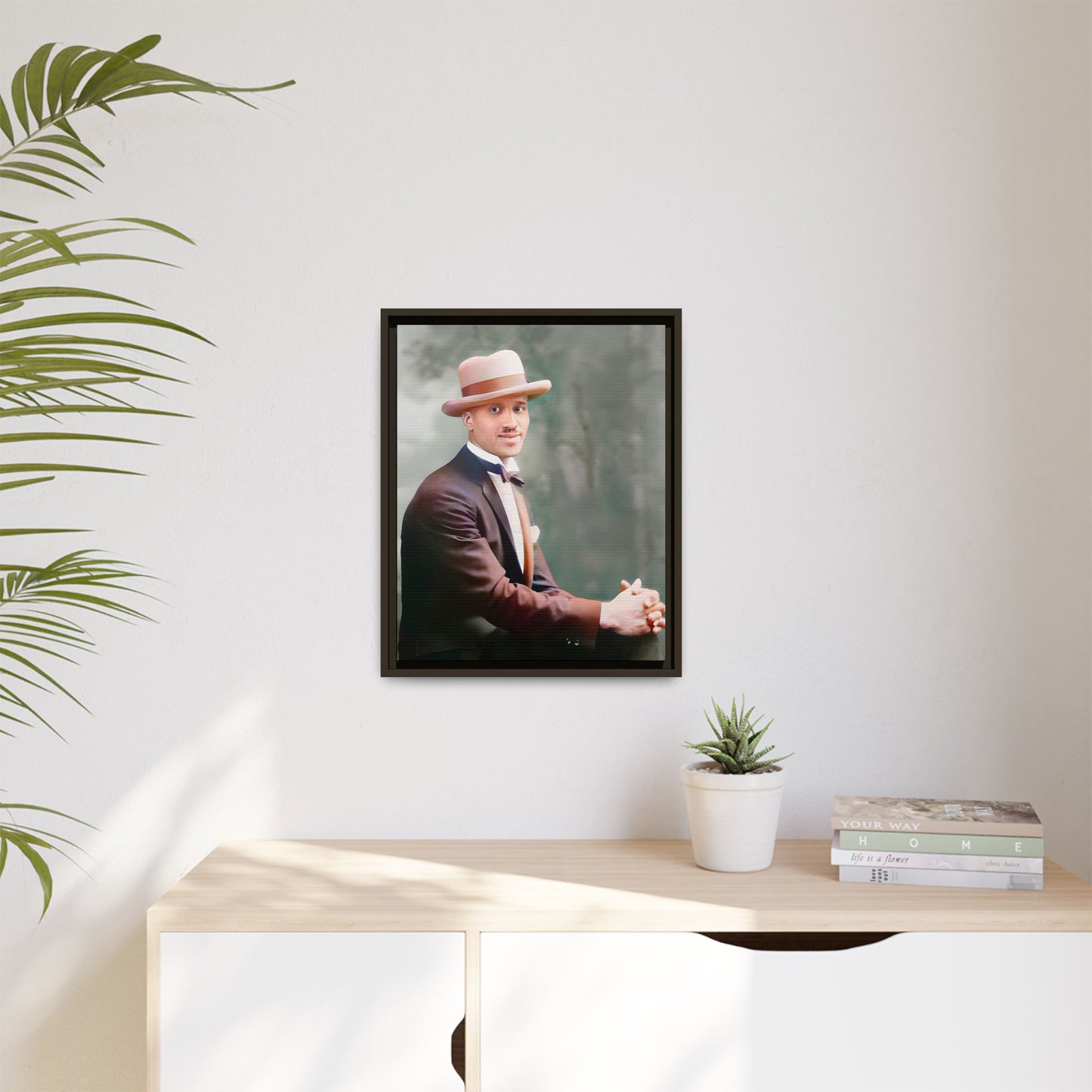 A restored portrait of Jamal from early 20th-century Harlem, dressed in a bow tie and felt hat. This framed matte canvas honors Black history, sophistication, and cultural excellence, perfect for vintage or historically inspired decor.