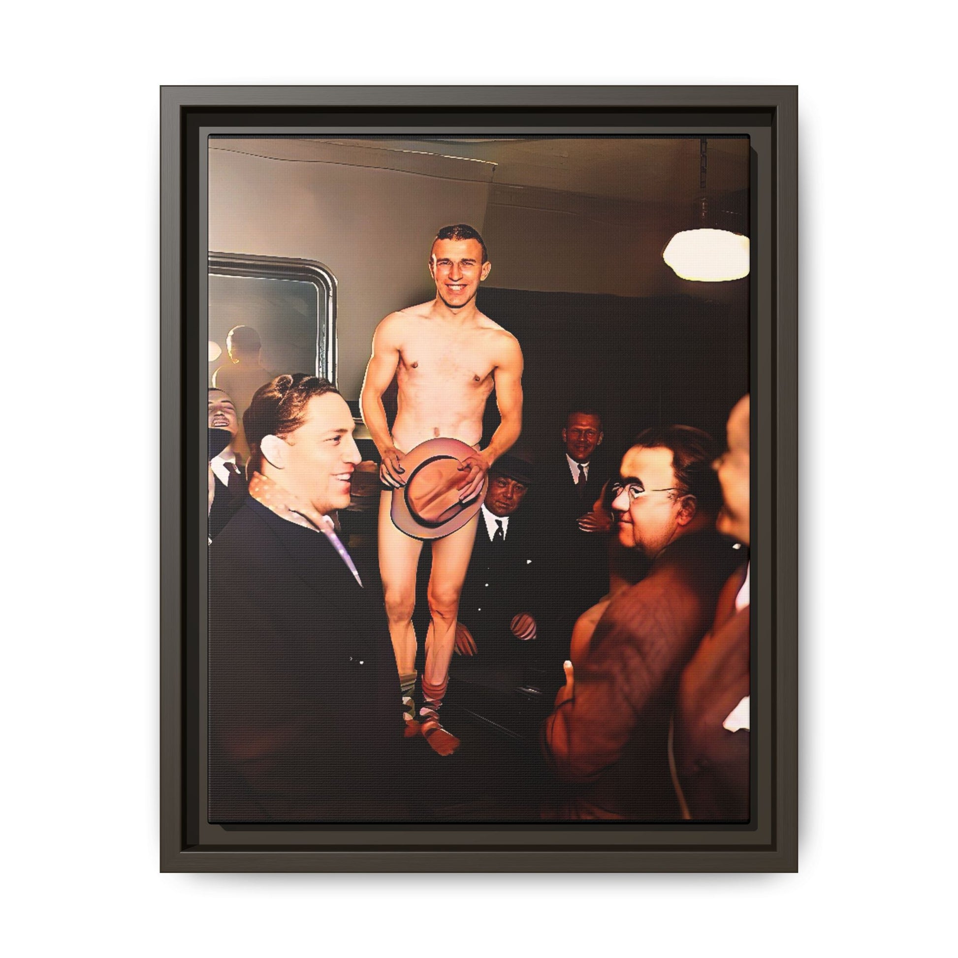A restored vintage portrait of Jimmy, a dancer at The Slide in New York. This framed matte canvas captures LGBTQ+ history, vibrant nightlife, and the spirit of performance.