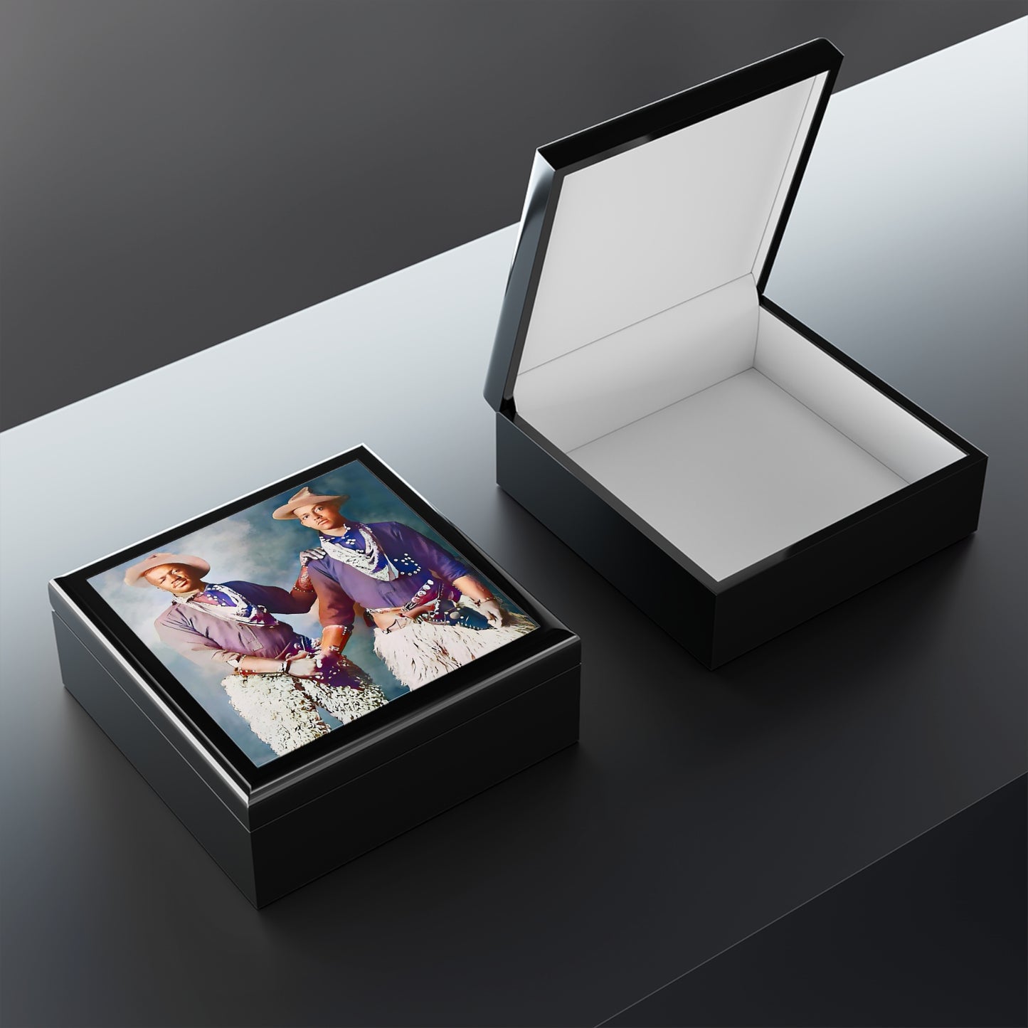 paire 028 | Keepsake Box Vintage Black Cowboy Rancher Couple Gay Queer Hats LGBTQ Queer Wild West