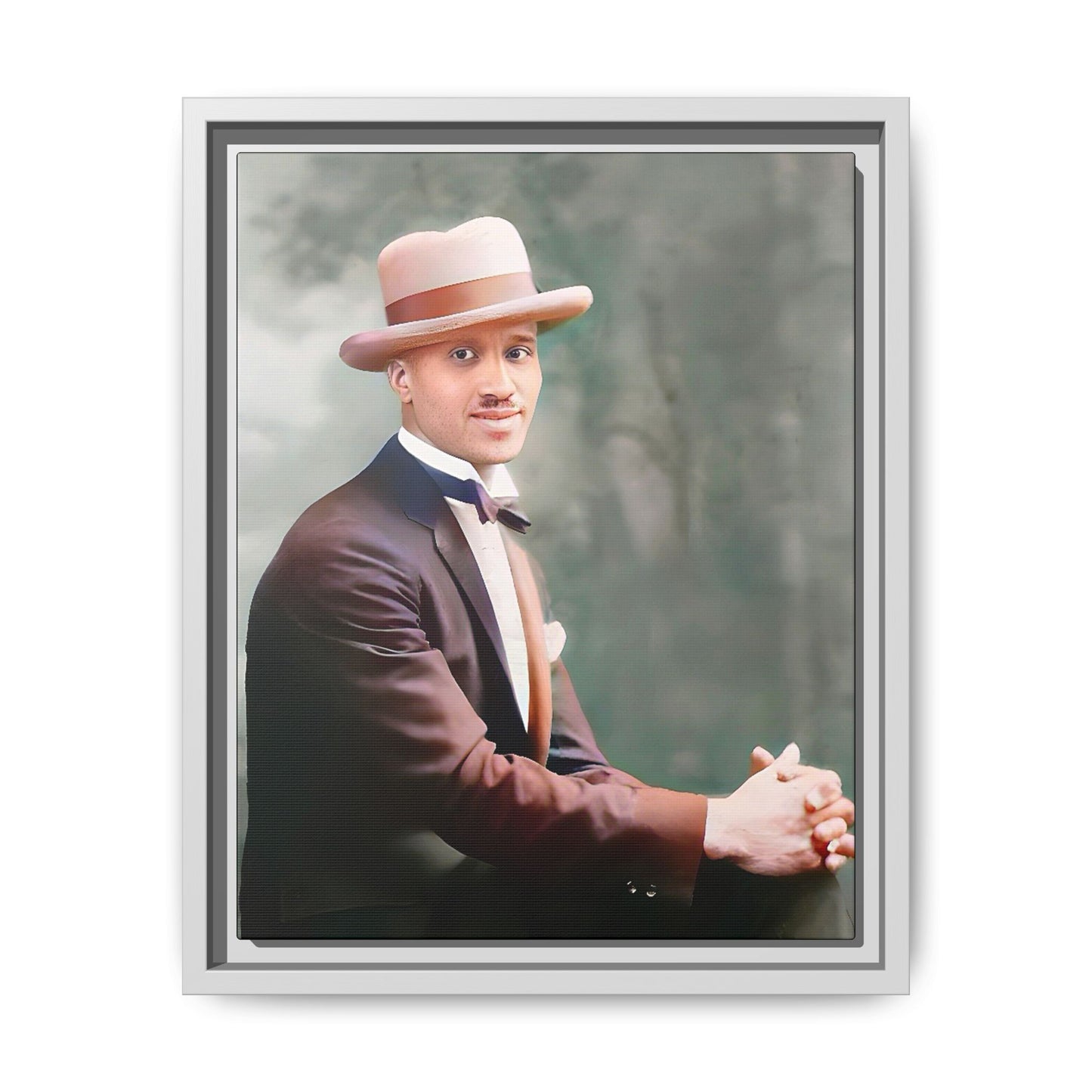 A restored portrait of Jamal from early 20th-century Harlem, dressed in a bow tie and felt hat. This framed matte canvas honors Black history, sophistication, and cultural excellence, perfect for vintage or historically inspired decor.