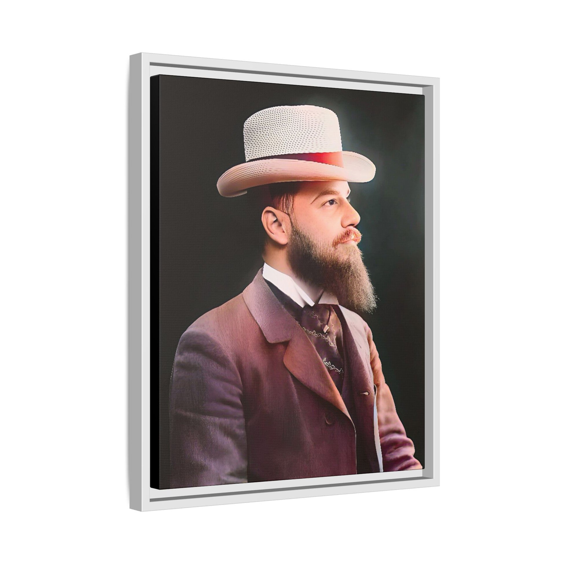 A restored Belle Époque portrait of Jean-Etienne from Le Marais, Paris. This framed matte canvas print captures the sophistication, elegance, and charm of vintage Parisian culture, making it a timeless addition to any home or gallery space.