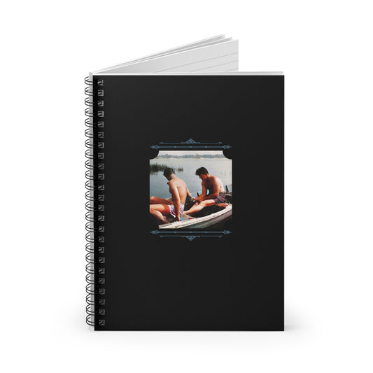 lakeside gay couple photo, vintage lgbtq notebook, summer romance notebook, pride ruled line journal