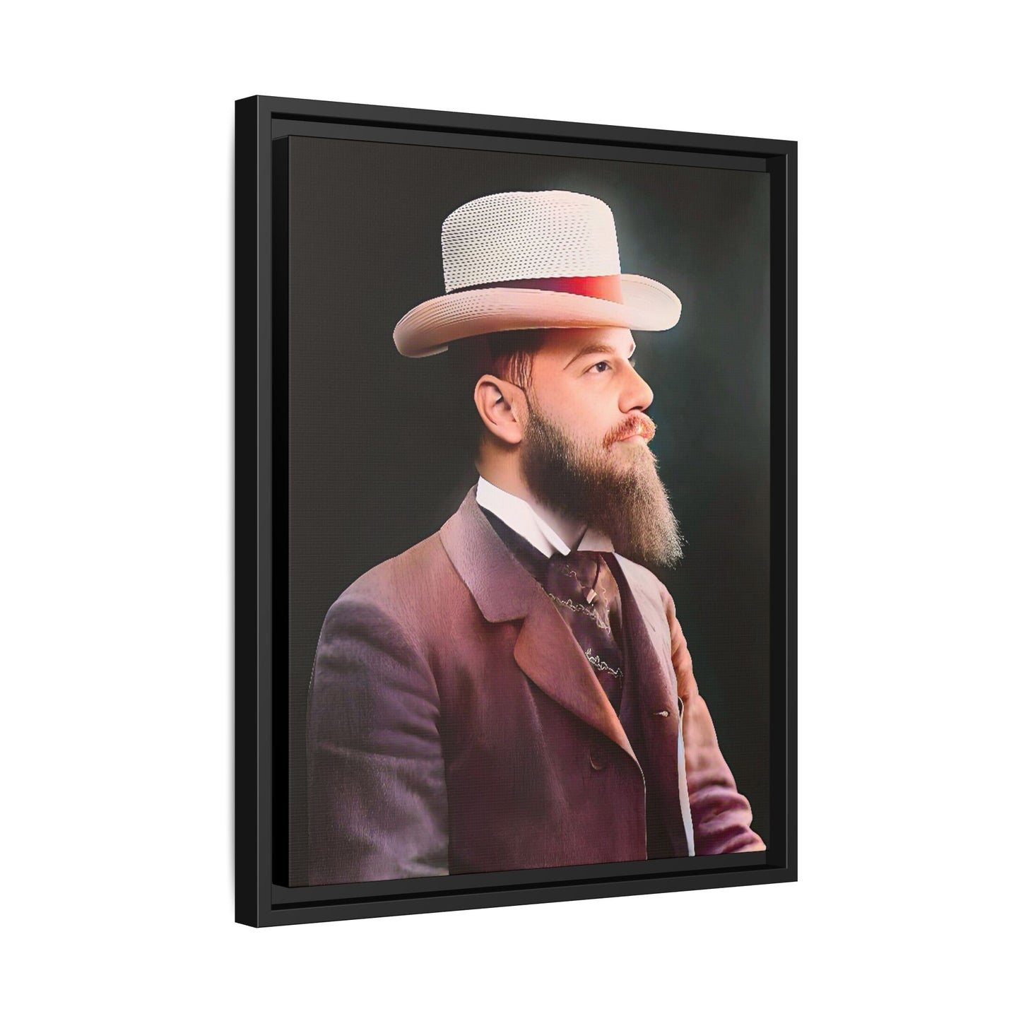A restored Belle Époque portrait of Jean-Etienne from Le Marais, Paris. This framed matte canvas print captures the sophistication, elegance, and charm of vintage Parisian culture, making it a timeless addition to any home or gallery space.