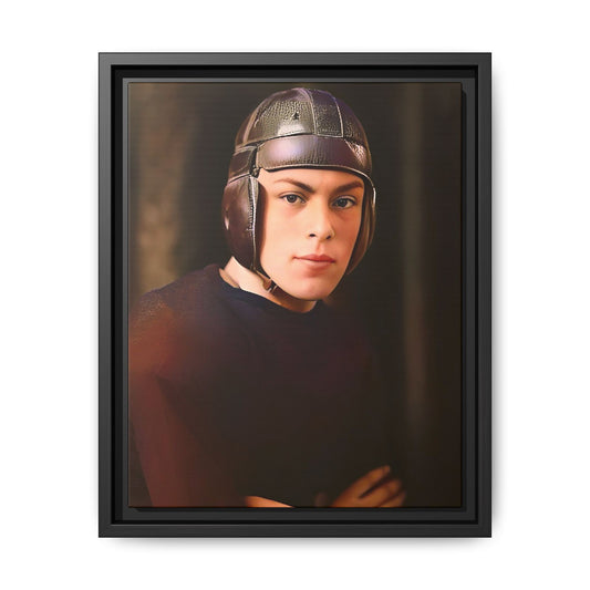 A vintage portrait of Andrew, a football player from Lincoln, Nebraska, in a classic leather helmet. This framed matte canvas print captures the grit and determination of early 20th-century sports, perfect for football fans and vintage art collectors.