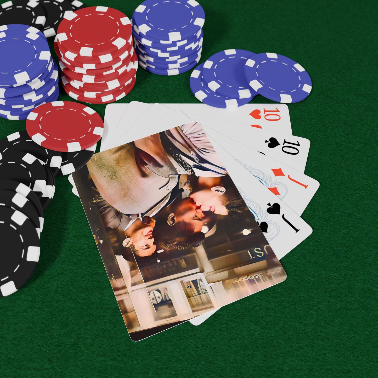 Vintage photo of two men sharing a kiss at the Mayfair Bar in 1950s Staten Island, symbolizing LGBTQ+ love and resistance.