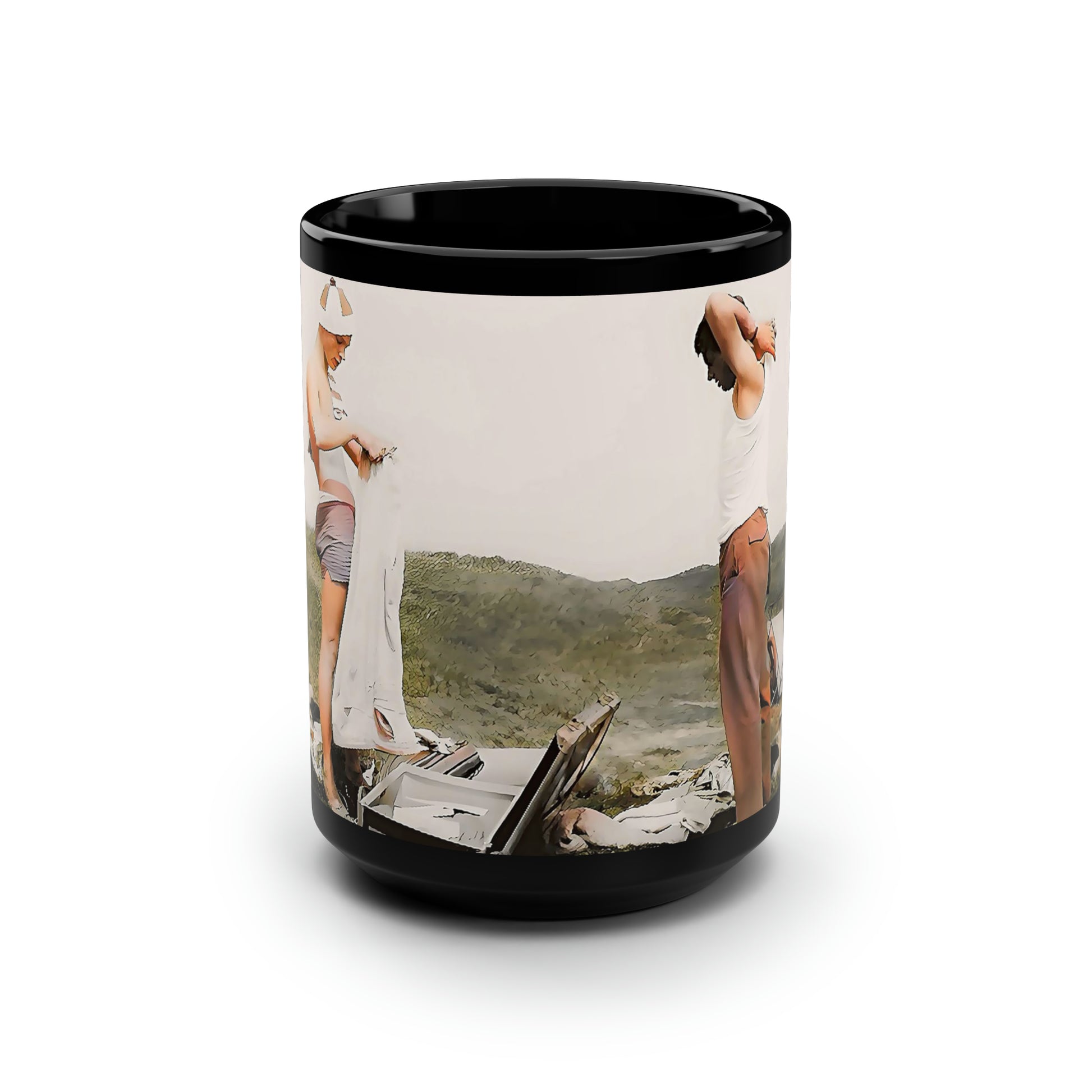 paire 077 | Black Mug, 15oz Gordian Knot Gay LGBTQ Queer Vintage Suitcases Abandon Photo Dress