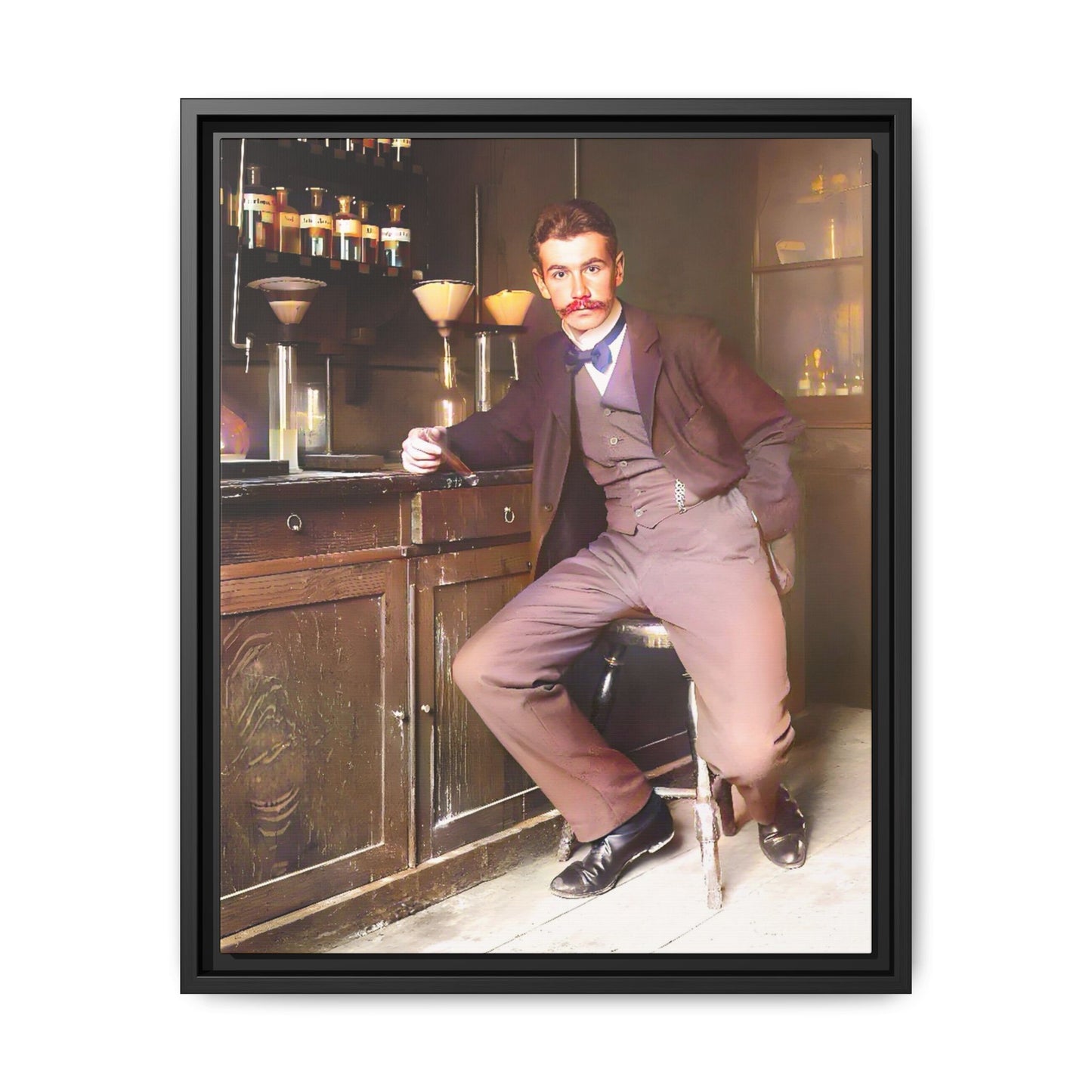 A restored vintage portrait of Dr. Kinnaird in Princeton, NJ. This framed matte canvas captures 19th-century academic excellence, intellect, and scientific history.