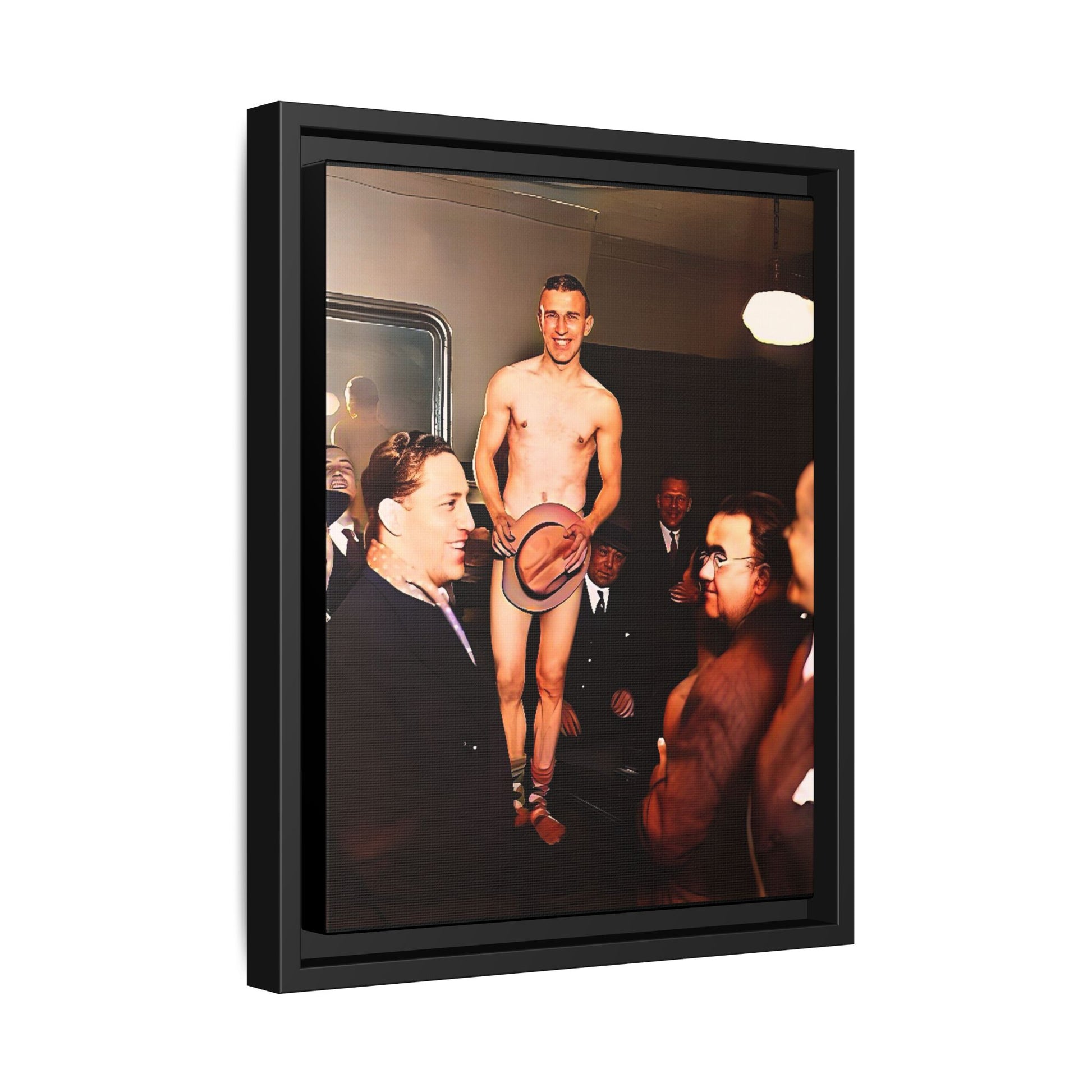 A restored vintage portrait of Jimmy, a dancer at The Slide in New York. This framed matte canvas captures LGBTQ+ history, vibrant nightlife, and the spirit of performance.