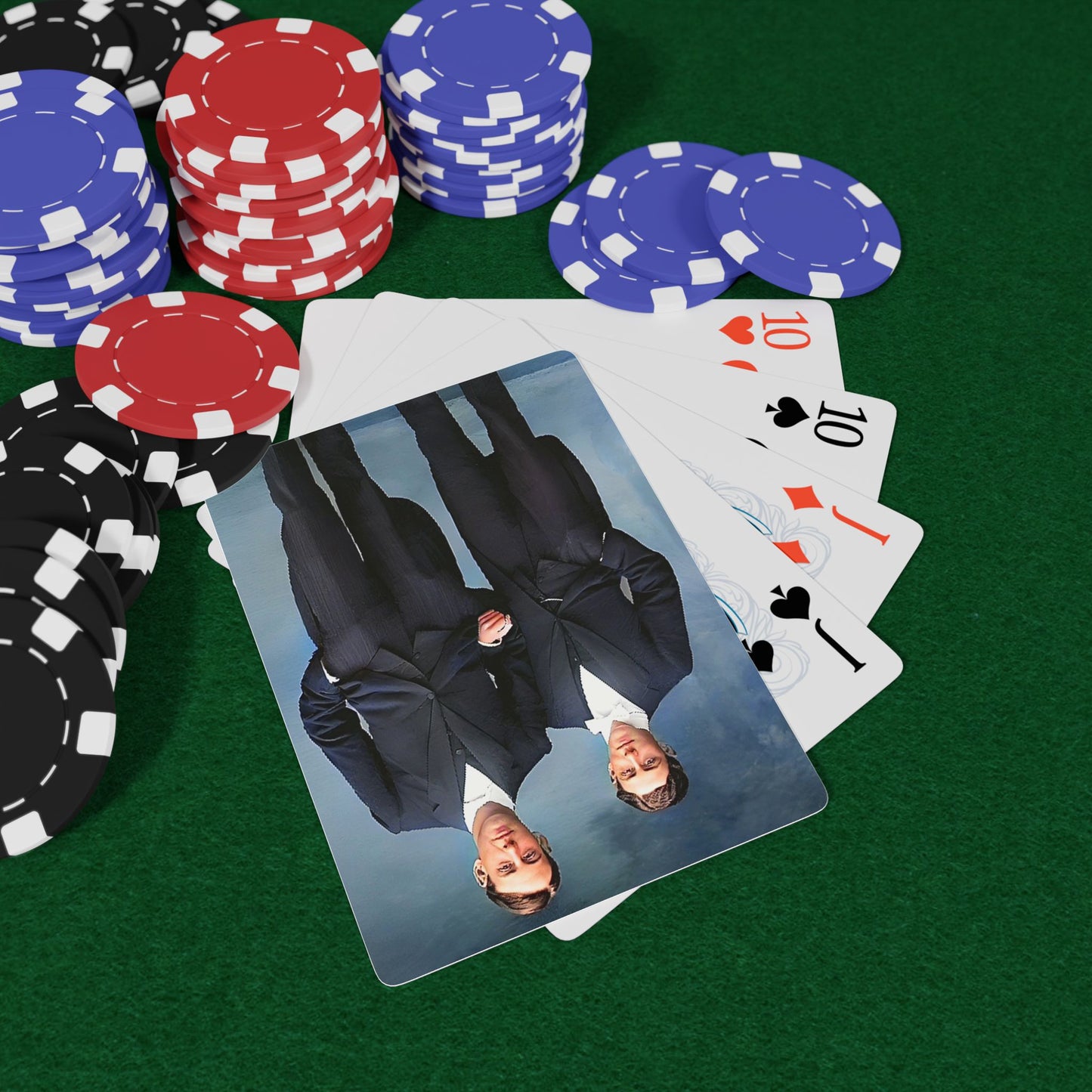 Vintage photo of an elegantly dressed gay couple in tuxedos, interlinked arms symbolizing trust, commitment, and love.