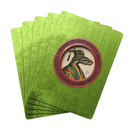 Limited-edition 2025 Year of the Snake Poker Cards featuring Russell’s Viper in imperial Chinese attire, symbolizing wisdom and strategy.