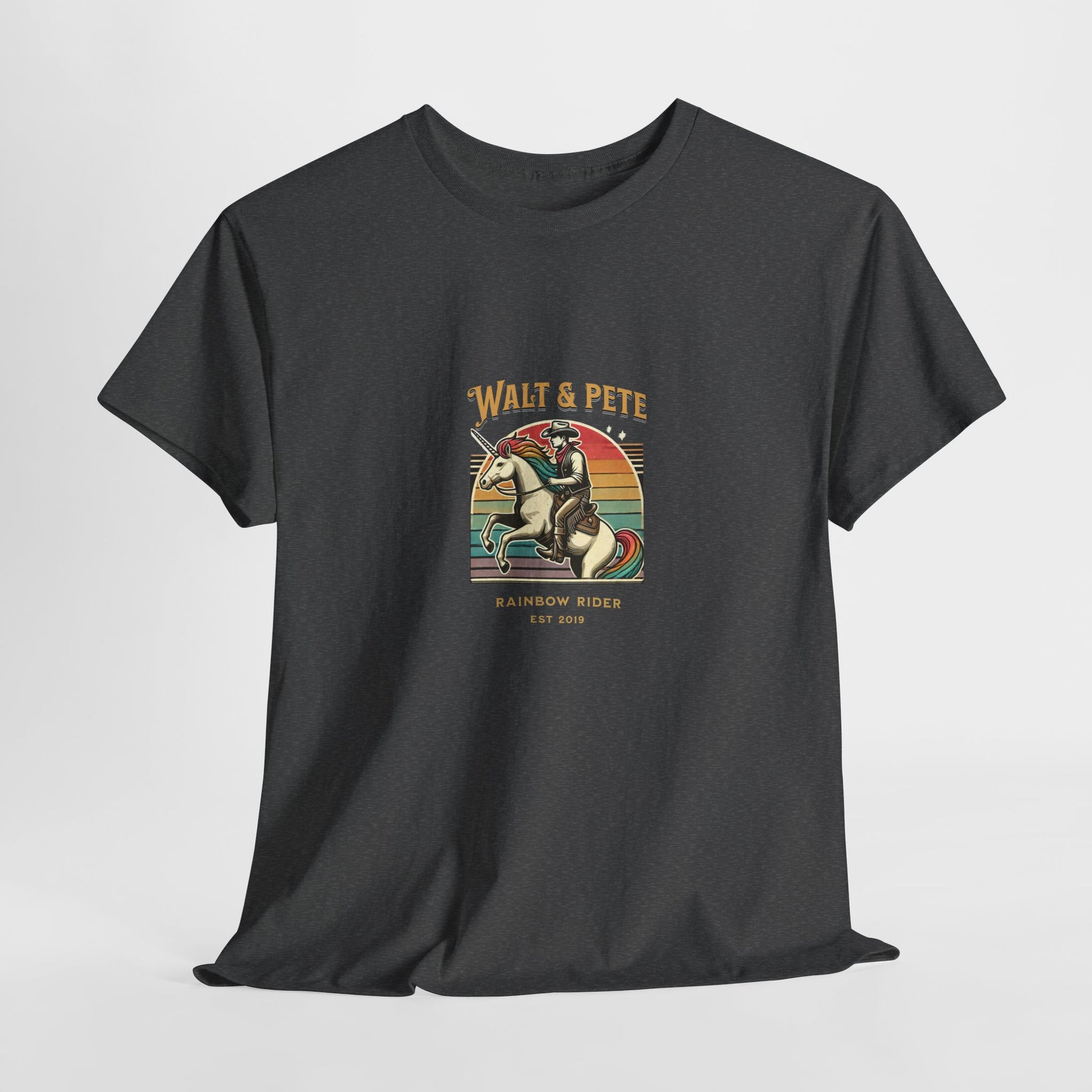Rainbow Rider | Pride T-Shirt Walt & Pete Pride Western Unicorn Cowboy Fun Queer LGBTQ Rodeo