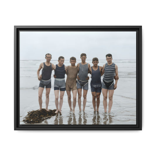 early 20th century beach group historical photo canvas