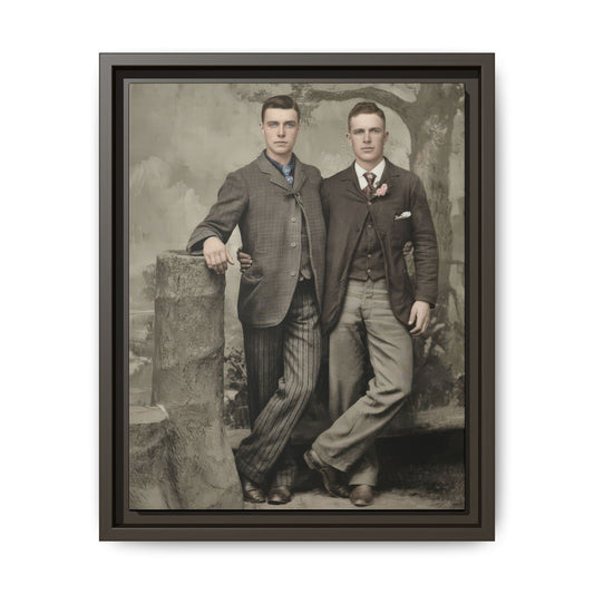 Historic photo of two young men in formal dress archival canvas print