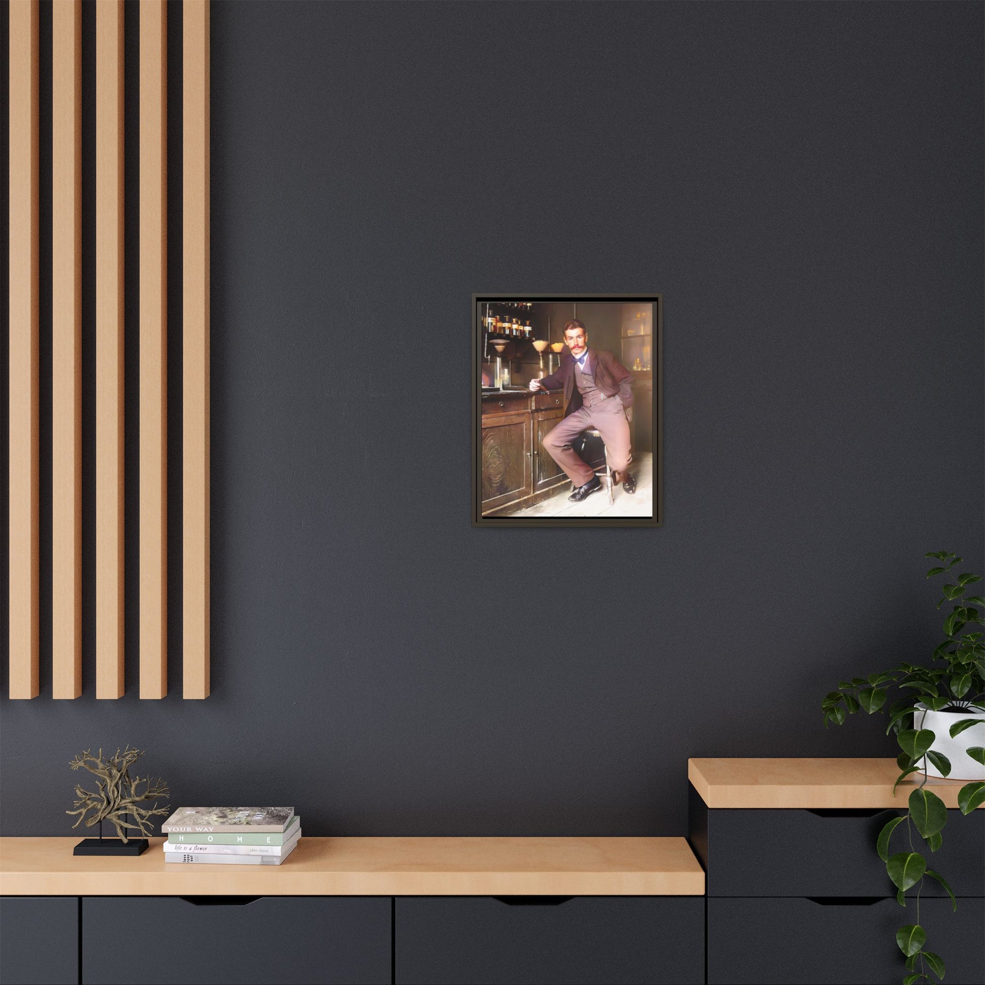A restored vintage portrait of Dr. Kinnaird in Princeton, NJ. This framed matte canvas captures 19th-century academic excellence, intellect, and scientific history.