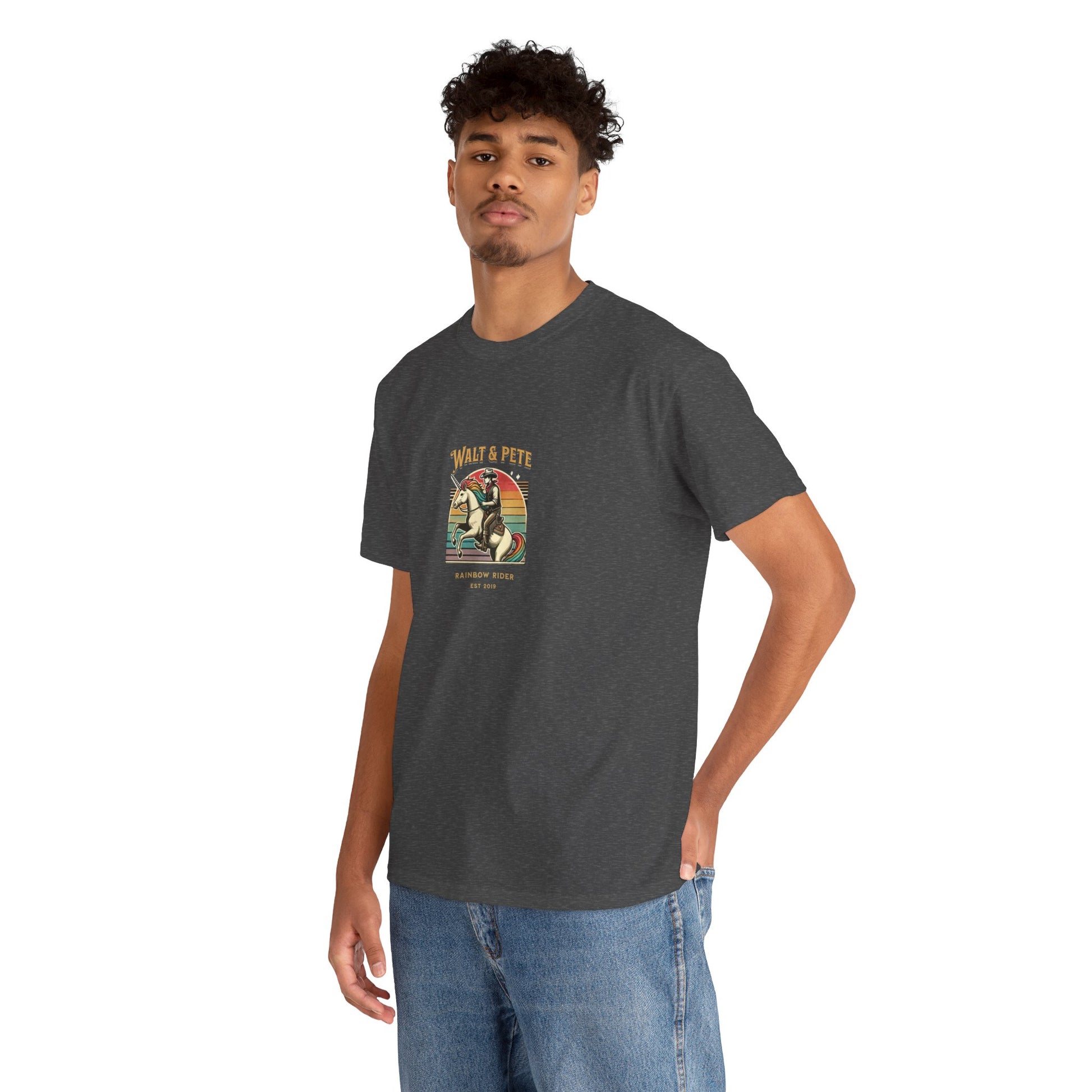 Rainbow Rider | Pride T-Shirt Walt & Pete Pride Western Unicorn Cowboy Fun Queer LGBTQ Rodeo