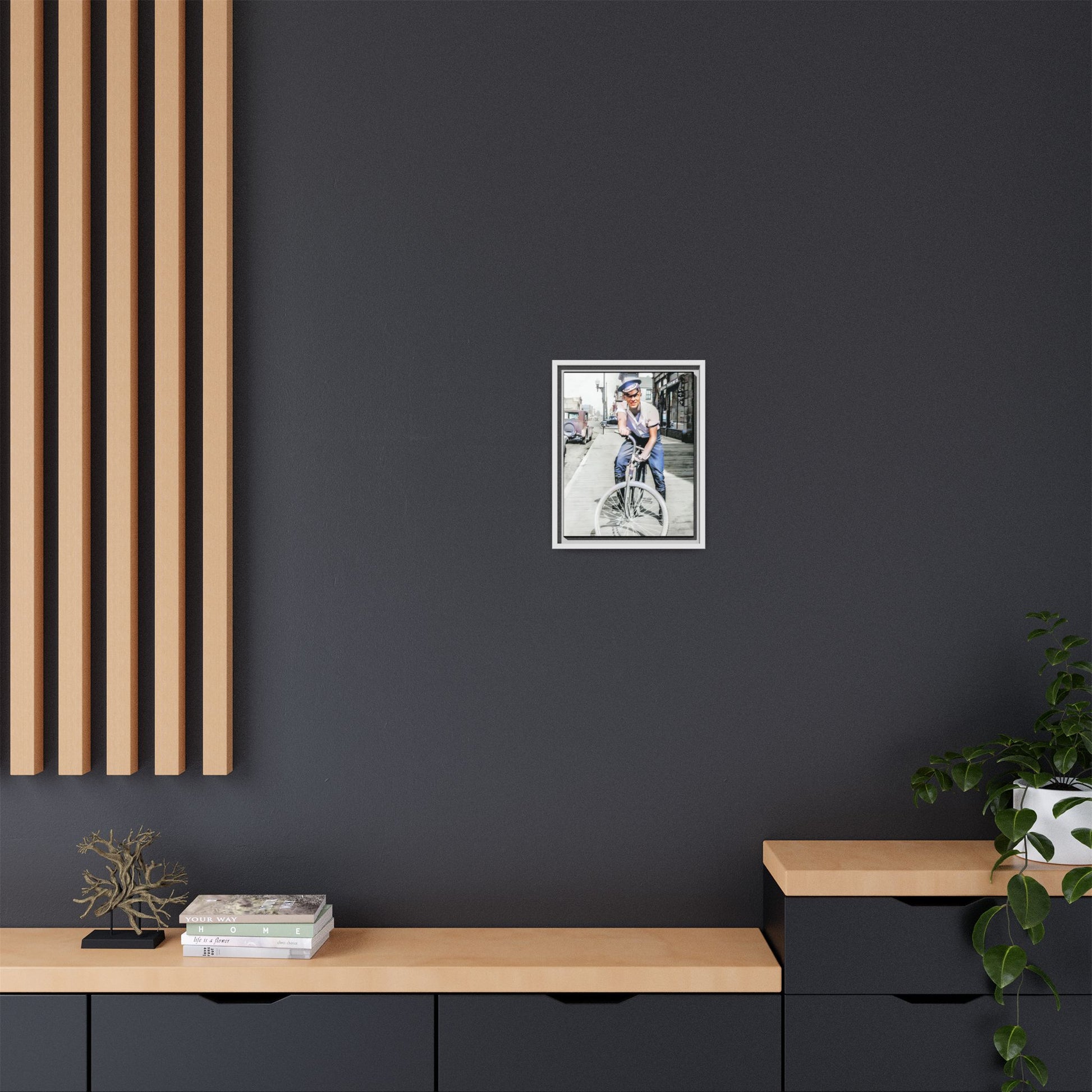 A framed vintage portrait on matte canvas featuring Cecil in Elk City, Oklahoma, capturing the spirit of 1930s small-town Americana. Classic Bicycle Photo