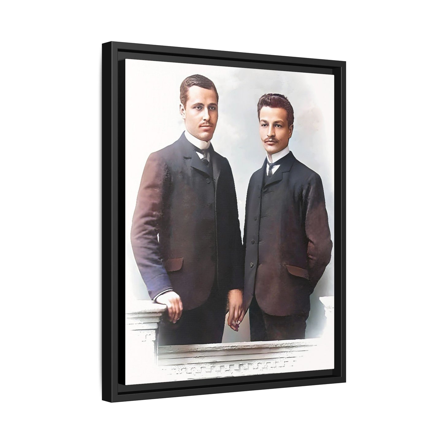 A restored vintage portrait of Asen & Gavril in Plovdiv, Bulgaria. This framed matte canvas honors LGBTQ+ history, timeless love, and European heritage. Gay Couple
