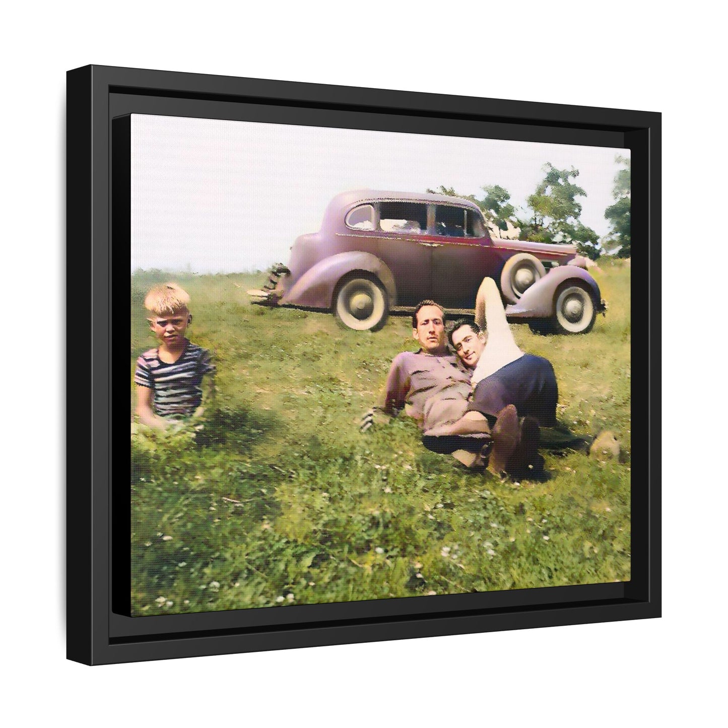 A vintage LGBTQ+ Fathers' Day portrait from Toms River, NJ. This framed matte canvas captures a tender moment of love, resilience, and family, making it a meaningful keepsake for collectors, history lovers, and those celebrating chosen family. Two Dads Vintage Photo