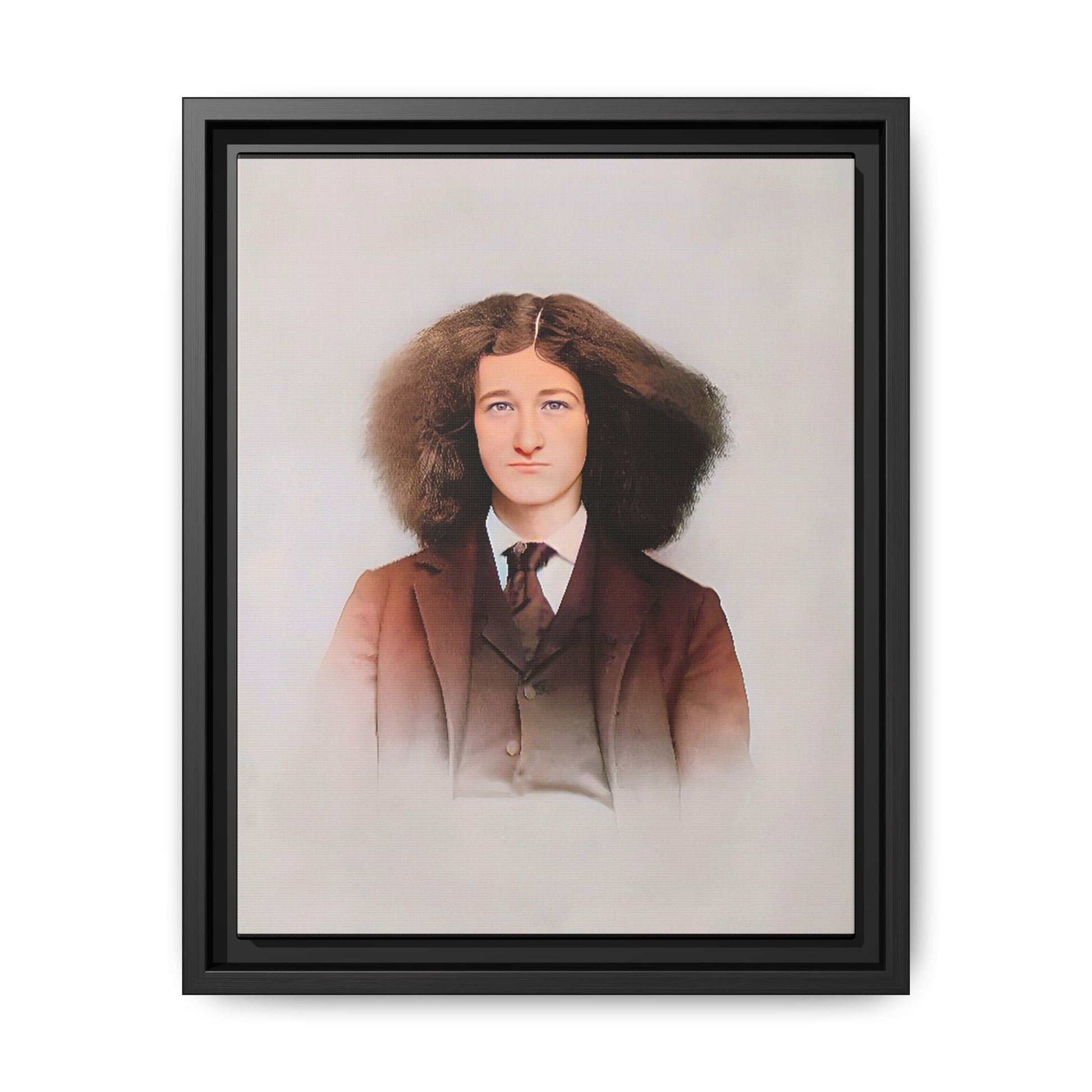 A framed vintage portrait on matte canvas featuring Theo in Eden Mills, Vermont, capturing confidence, identity, and timeless elegance. Trans Man LGBTQ