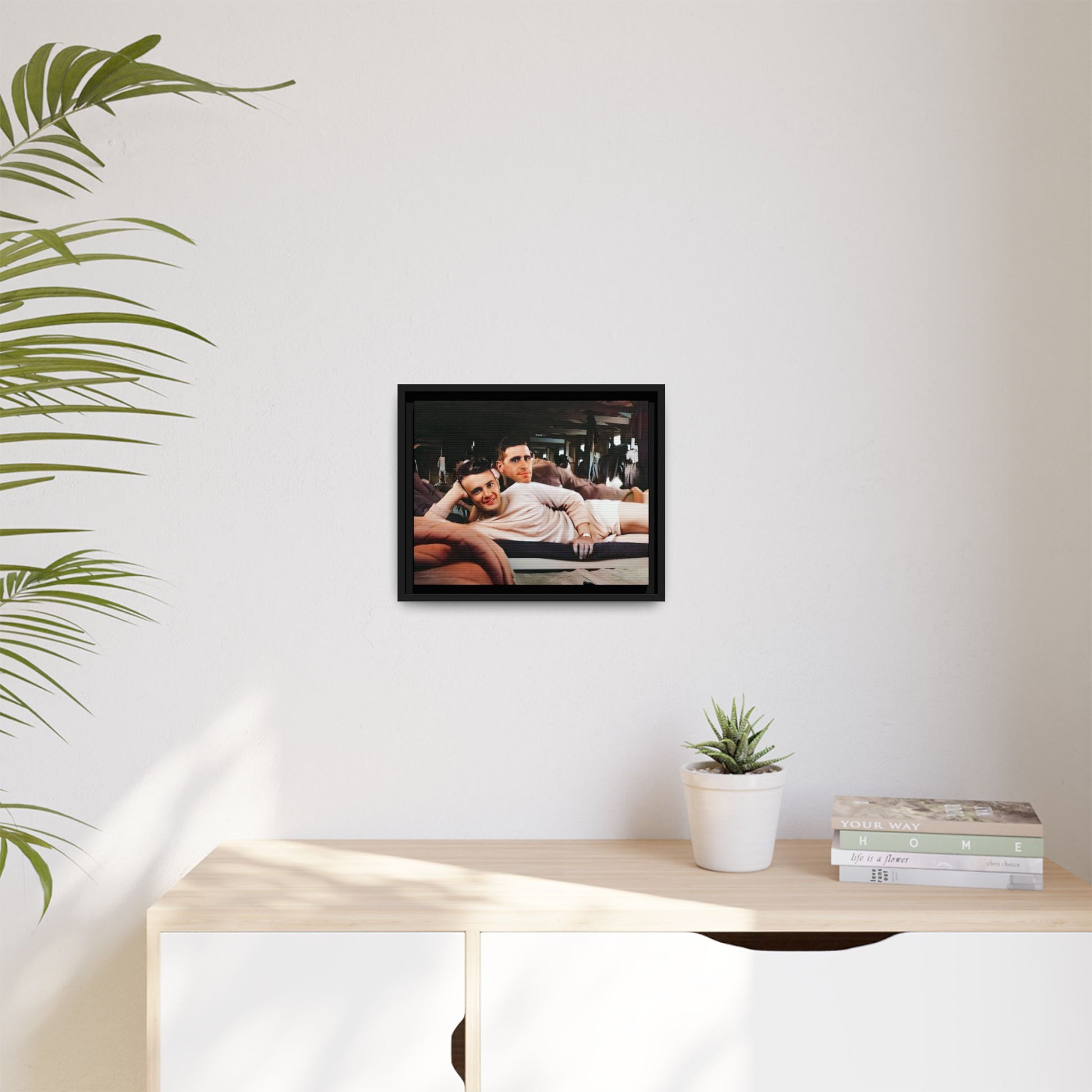 Jules & Seymour - At Ease Together | Vintage 1940s Gay Couple Photo | Restored Framed Matte Canvas Art | Camp Campbell KY Gay Couple