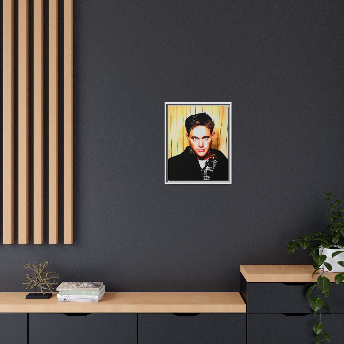 A nostalgic 90s photo booth portrait of Jake at Deadwood Bar, Iowa City. This framed matte canvas print captures quiet reflection, vintage charm, and raw authenticity, making it a striking statement piece for lovers of retro photography and moody decor.