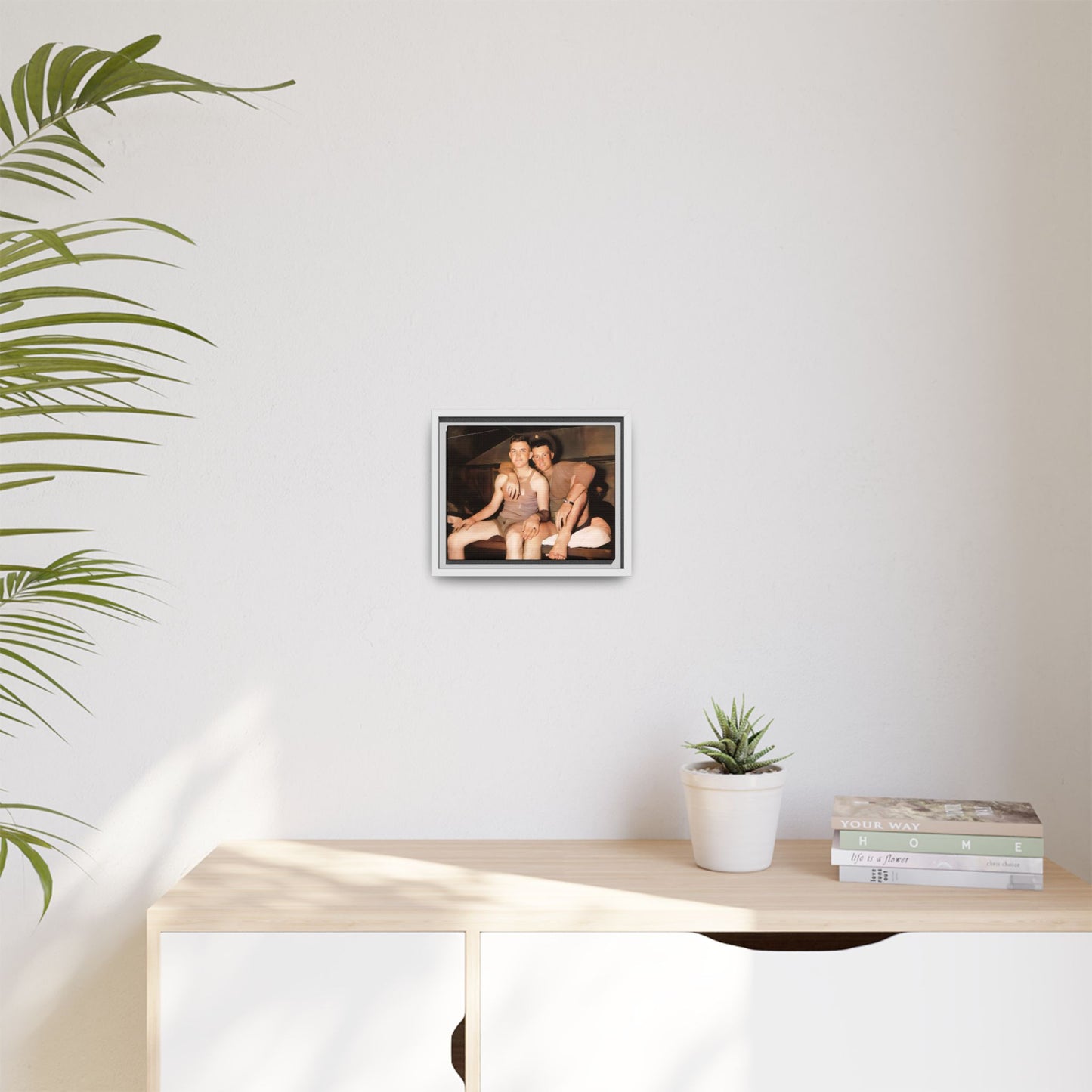 Barracks, Oahu. This framed canvas print honors LGBTQ+ history, military camaraderie, and timeless love, making it a unique and meaningful piece for collectors and history enthusiasts.