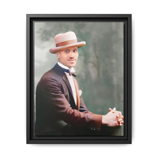 A restored portrait of Jamal from early 20th-century Harlem, dressed in a bow tie and felt hat. This framed matte canvas honors Black history, sophistication, and cultural excellence, perfect for vintage or historically inspired decor.