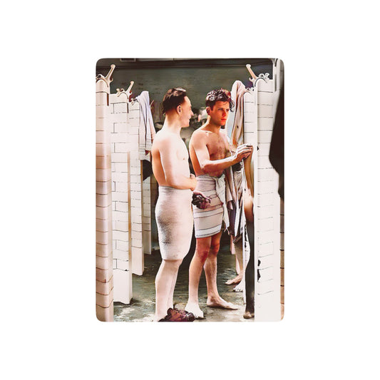Vintage poker cards featuring a restored photo from Everard Baths, celebrating LGBTQ+ history and queer spaces.