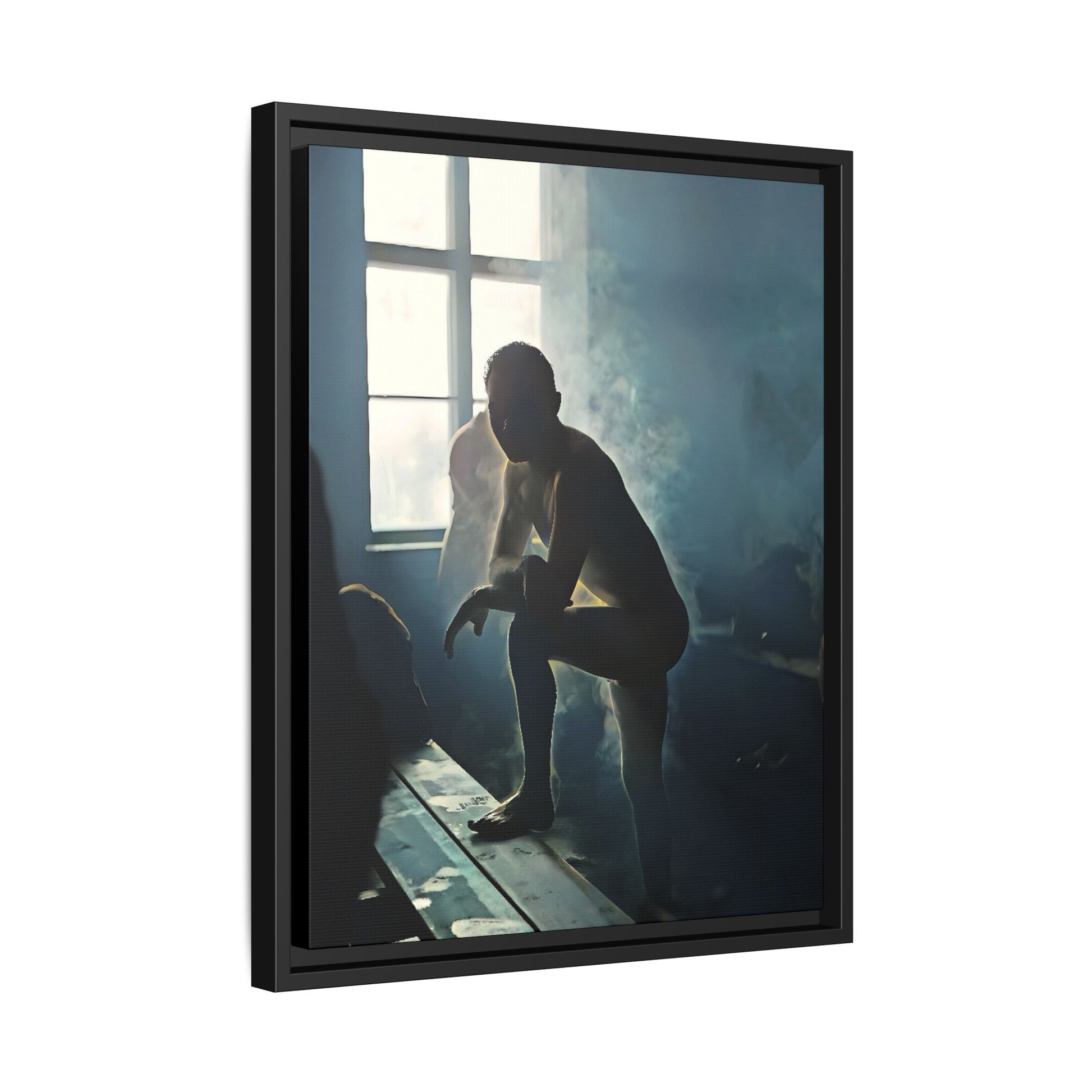 Vintage photo of Alojzy at Turkish Baths, NYC gay history wall art in warm steam and shadows
