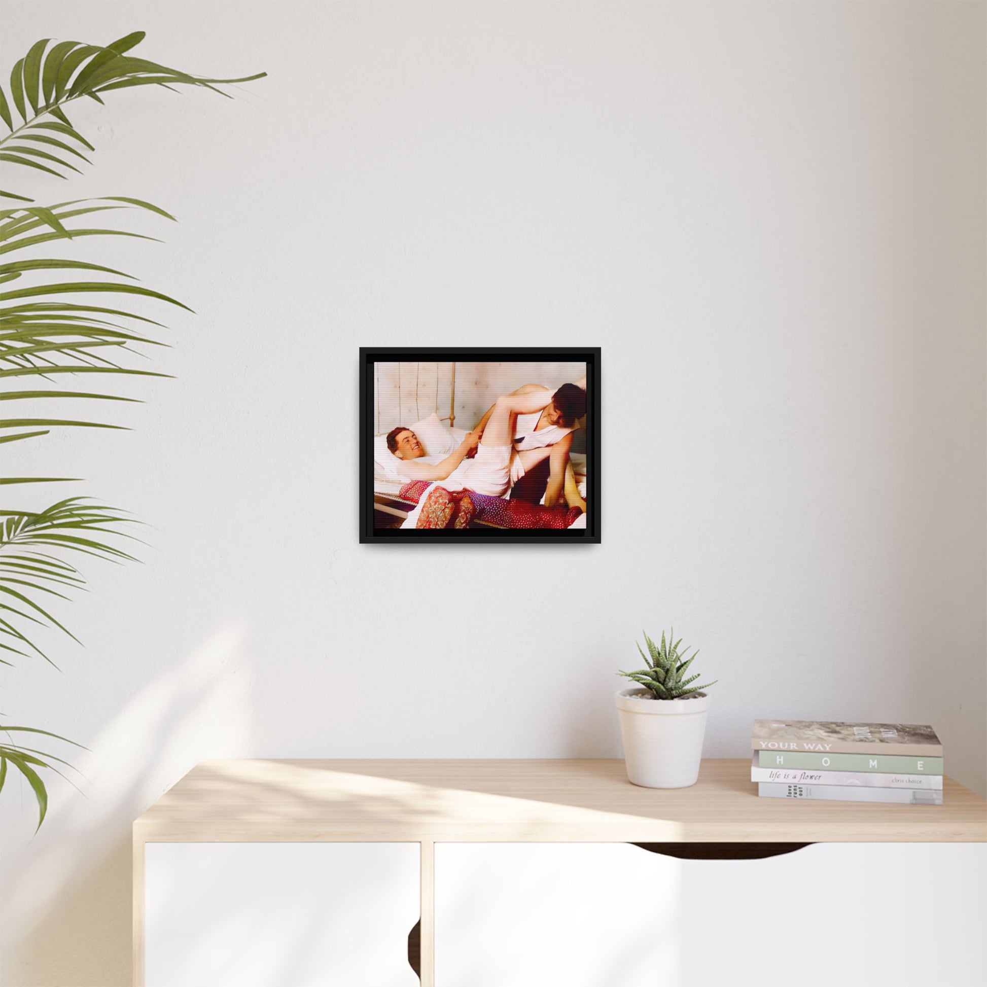 A restored vintage portrait of Andrew & Peter in Galena, Illinois. This framed matte canvas captures LGBTQ+ love, joy, and connection, making it a timeless and meaningful addition to any art collection or home decor. Gay Couple
