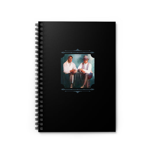 Spiral notebook featuring a restored vintage photo of two African-American men in formal attire, 1940s style.