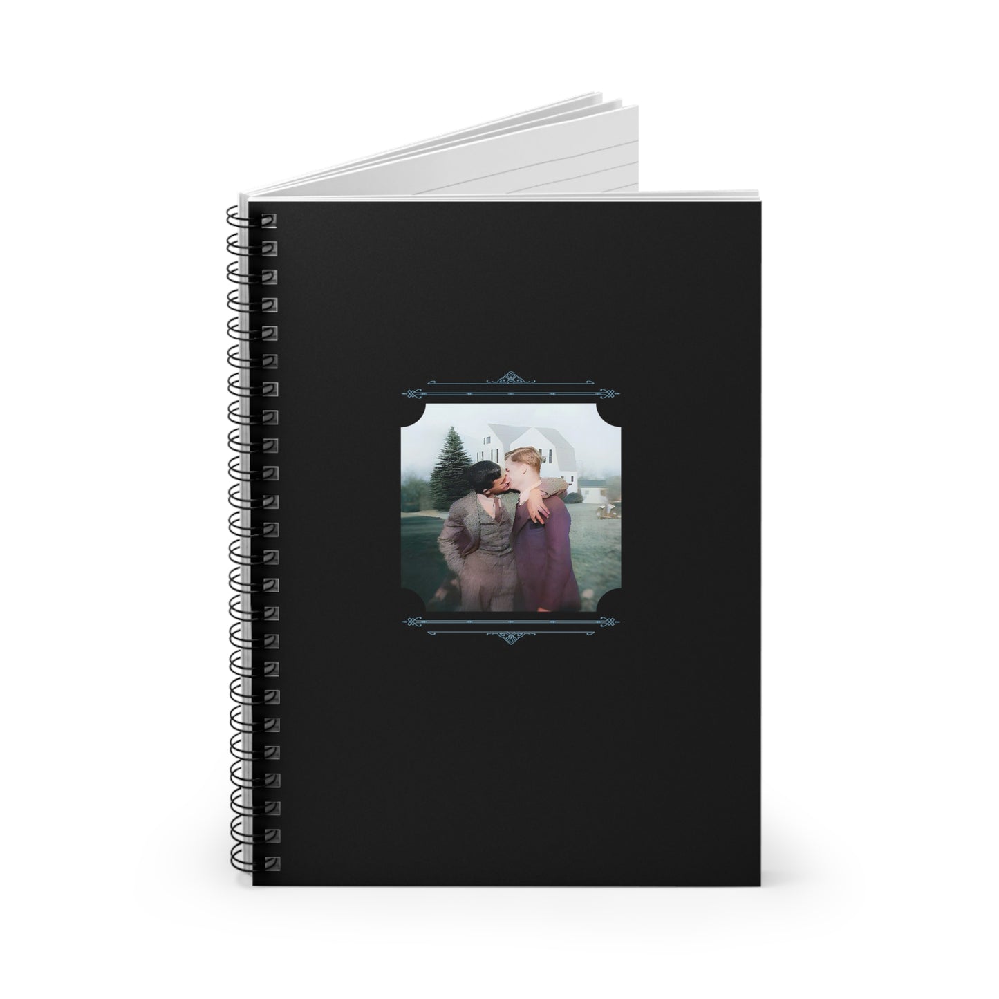 queer vintage notebook, gay men in suits photo, lgbtq spiral journal, walt and pete retro