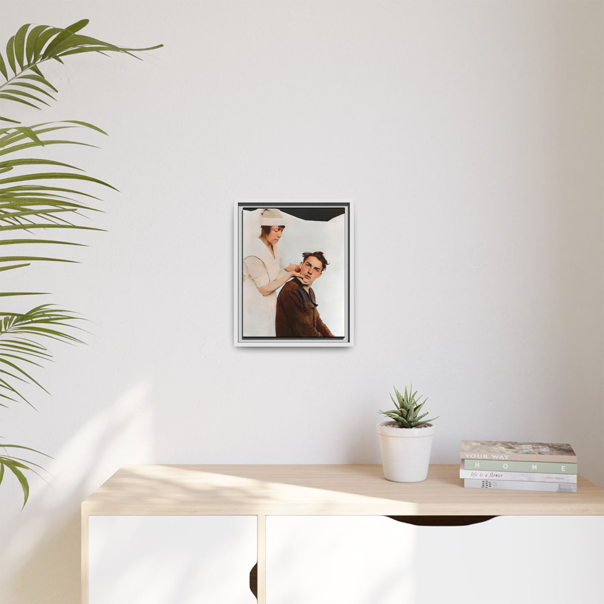 A restored vintage portrait of Dillion in Salt Lake City, Utah. This framed matte canvas captures human connection, care, and resilience. Gay Conversion Therapy
