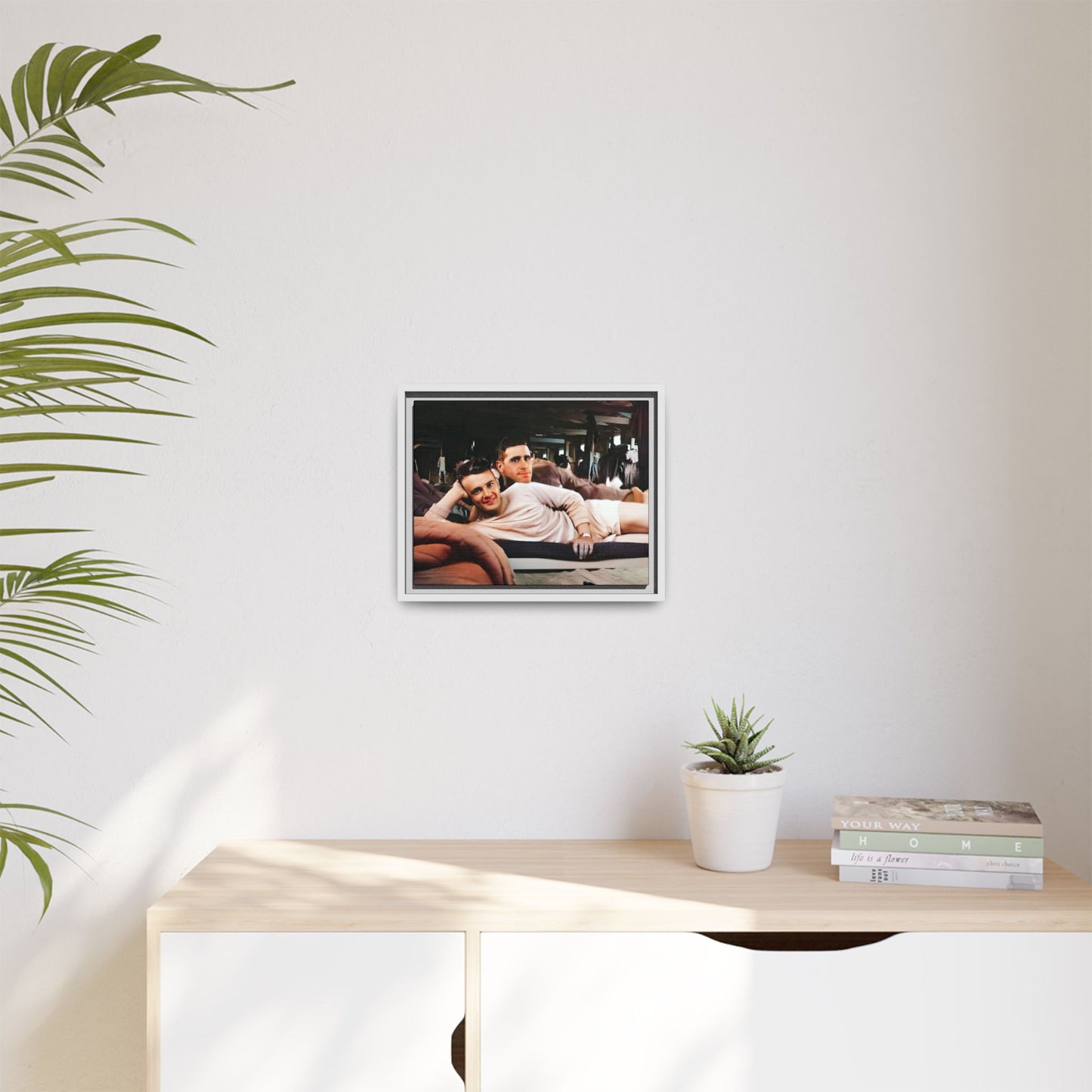 Jules & Seymour - At Ease Together | Vintage 1940s Gay Couple Photo | Restored Framed Matte Canvas Art | Camp Campbell KY Gay Couple