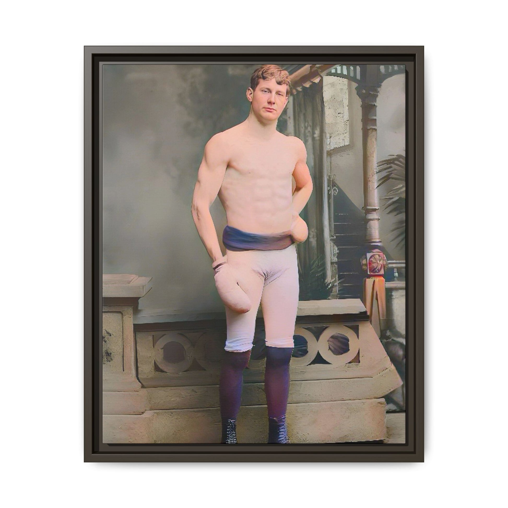 A striking vintage portrait of Otto, a historic Manhattan boxer in gloves and stance. This framed matte canvas print is ideal for boxing fans, sports history lovers, and collectors of retro athletic decor.