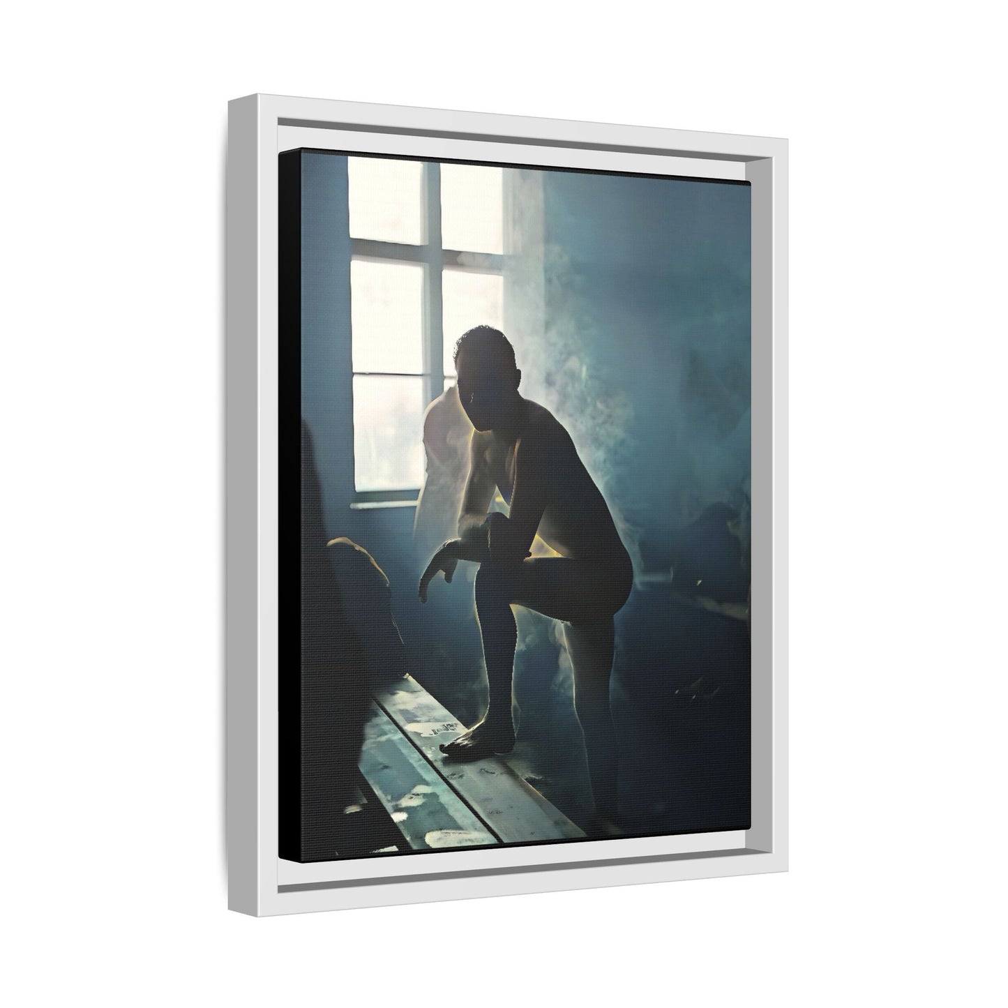 Vintage photo of Alojzy at Turkish Baths, NYC gay history wall art in warm steam and shadows