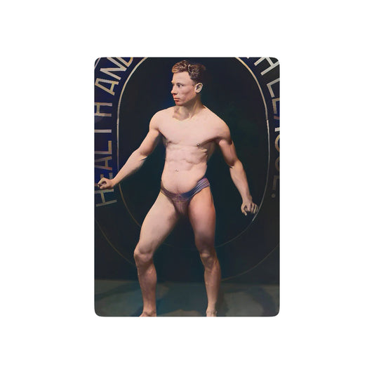 Vintage photo of a physique competitor in an early bodybuilding competition, highlighting strength, discipline, and fitness culture.