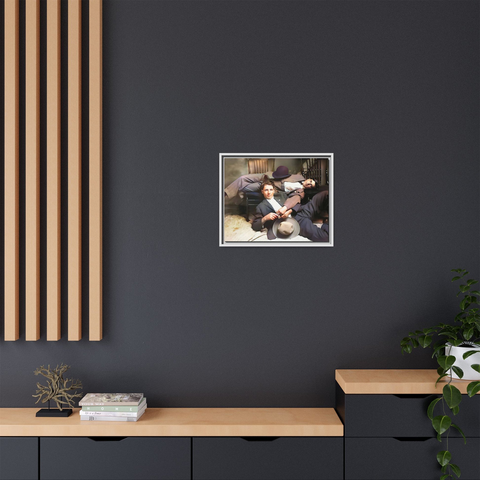 A vintage portrait of Victor & Benjamin in Madison, Wisconsin. This framed matte canvas captures LGBTQ+ history, love, and deep connection, making it a meaningful and timeless addition to any collection or home decor. Gay Couple