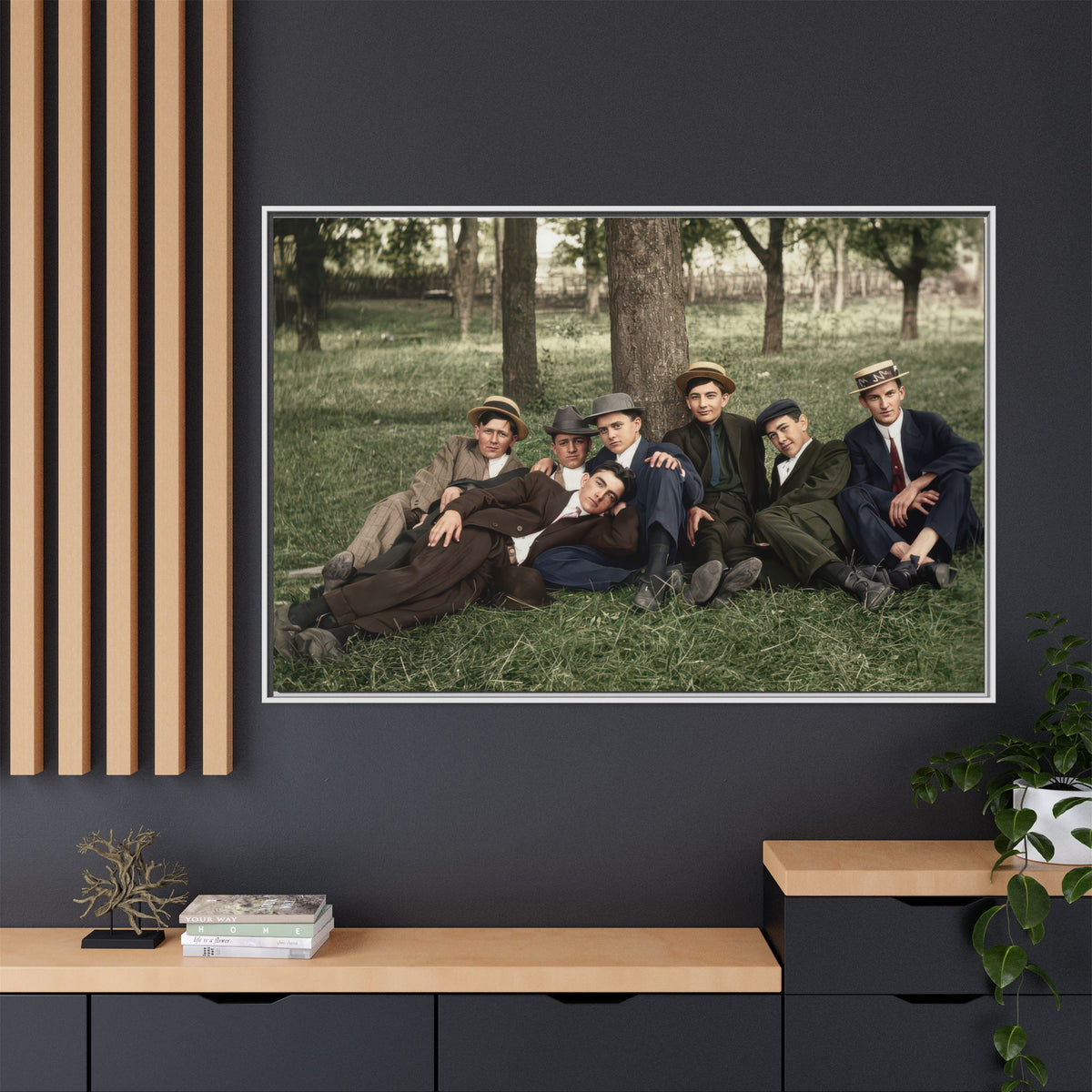 hommes 005 | Framed Vintage Photo - Matte Canvas
