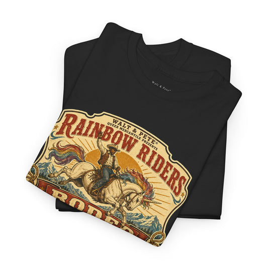 Rainbow Riders Rodeo Black cowboy queer Western Pride T-shirt
