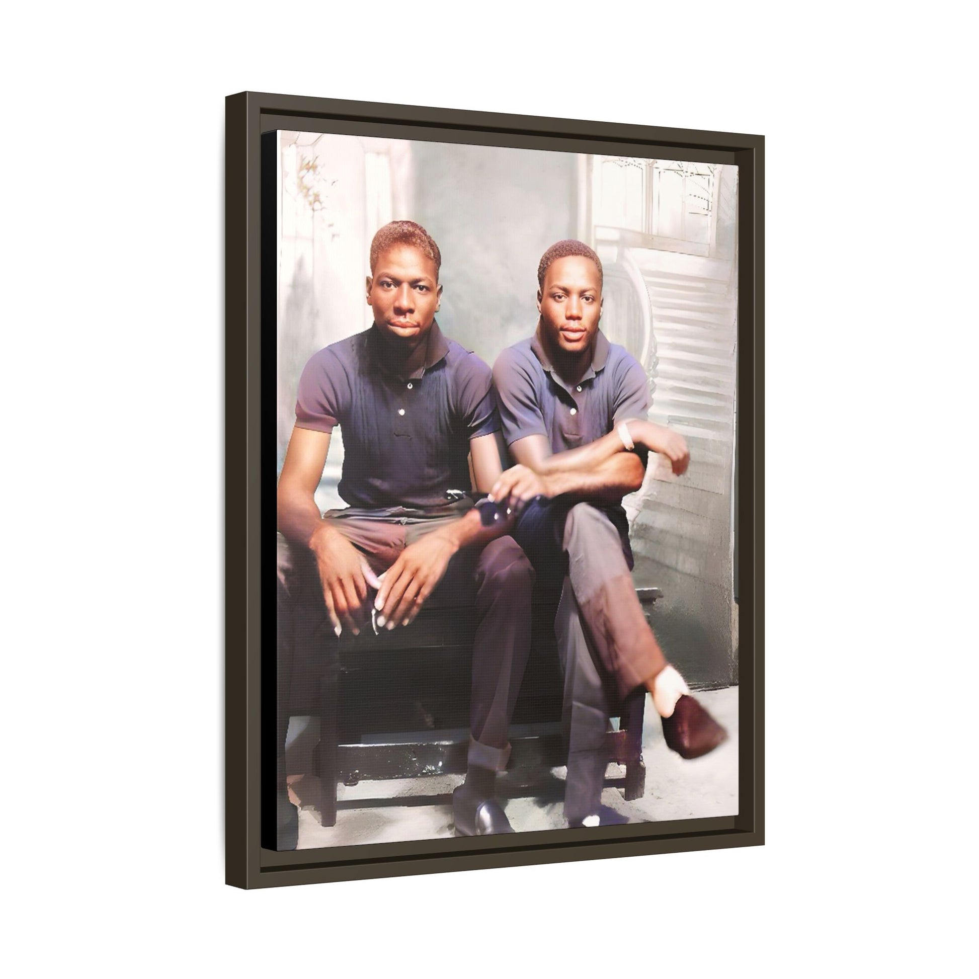 Vintage LGBTQ+ love portrait of Raymond & Paul in Brooklyn, NY. A tribute to African American queer history, now available as a museum-quality matte canvas print. A powerful statement piece celebrating love, identity, and resilience. Gay Couple